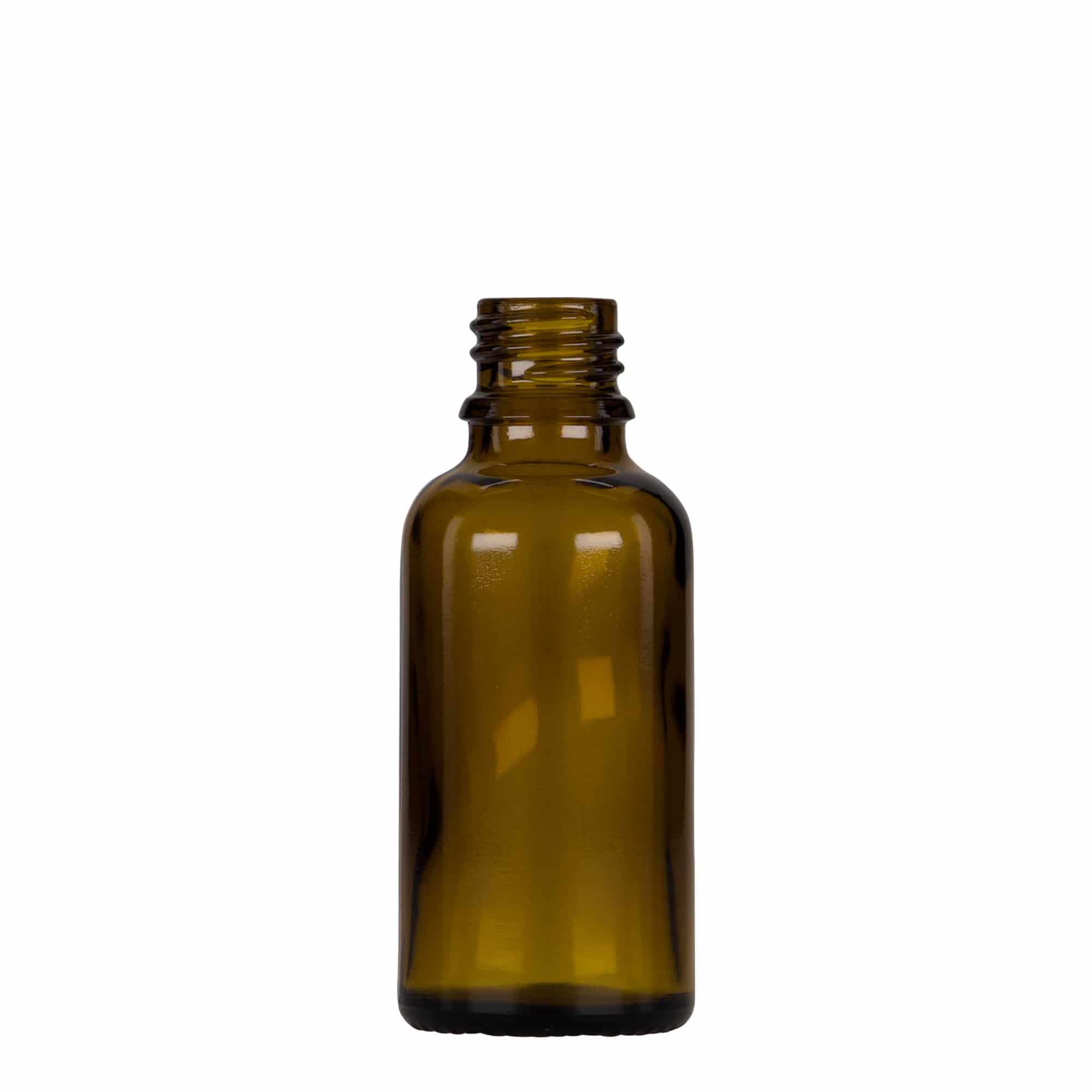 30 ml Pipettenflasche Medizin, Glas, braun-schwarz, Mündung: DIN 18