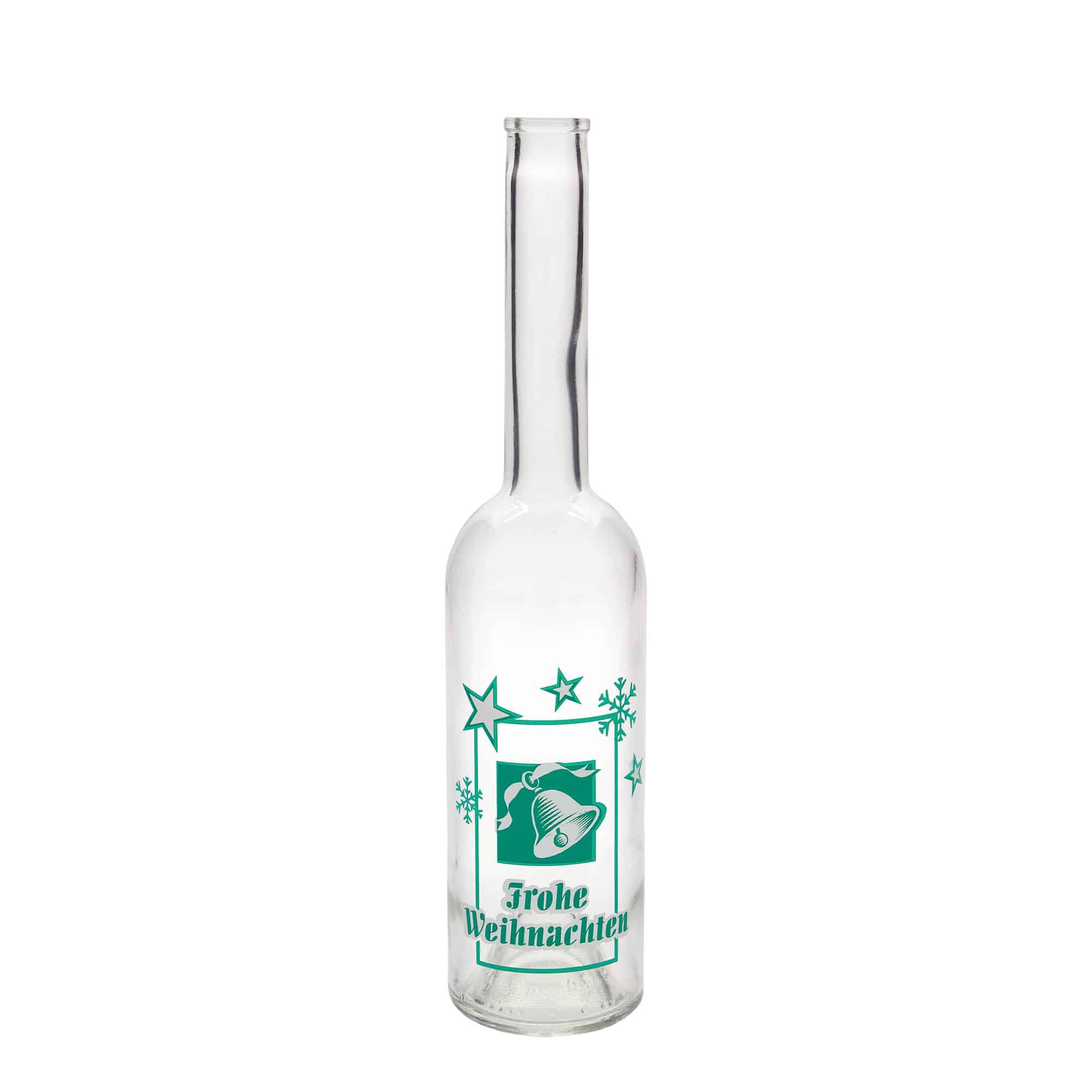 500 ml Glasflasche 'Opera', Motiv: Frohe Weihnachten, Mündung: Kork