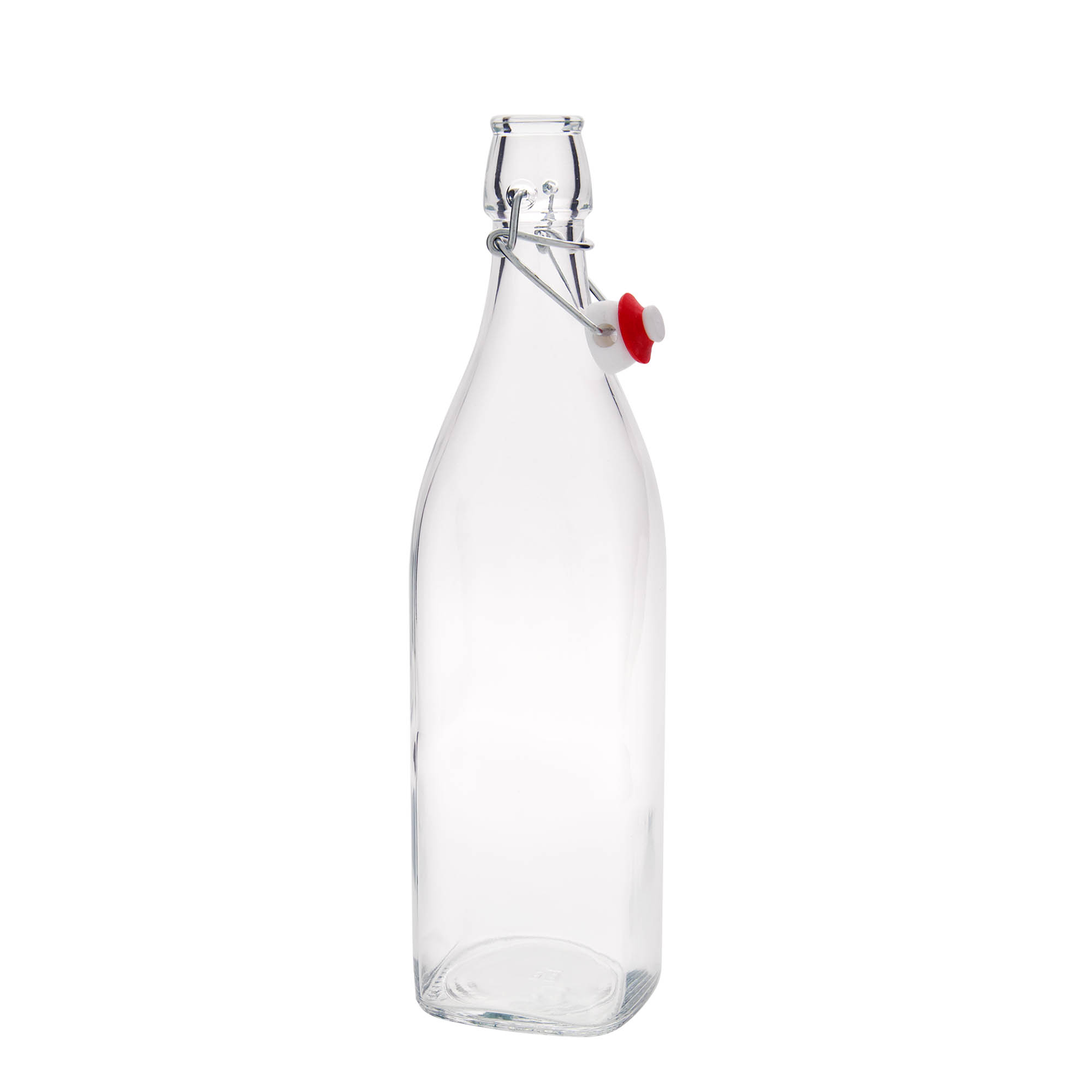 1.000 ml Glasflasche 'Swing, quadratisch, Mündung: Bügelverschluss 1.000 ml Glasflasche 'Swing, quadratisch, Mündung: Bügelverschluss