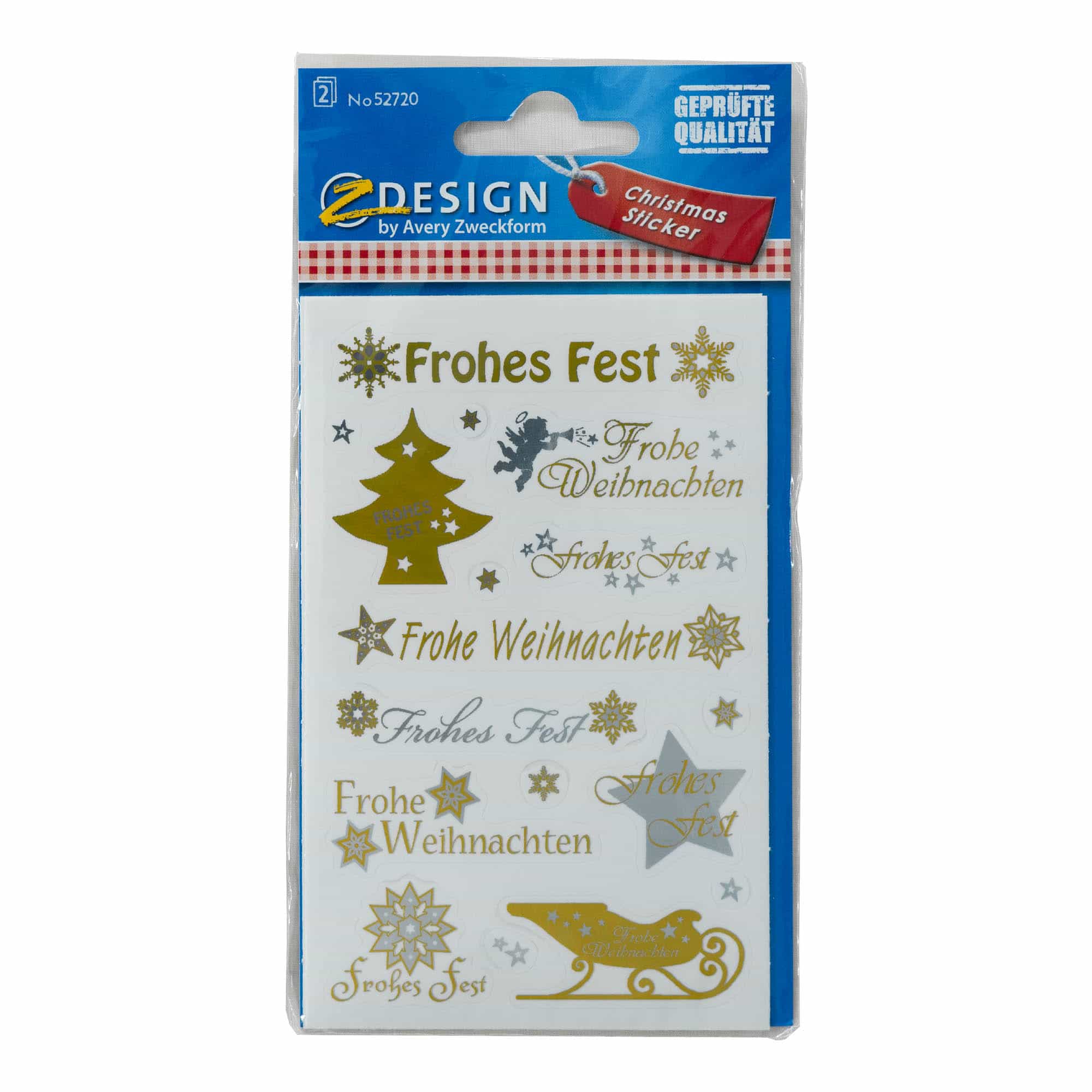 Zweckform Sticker „Weihnachten“, Papier, gold-silber