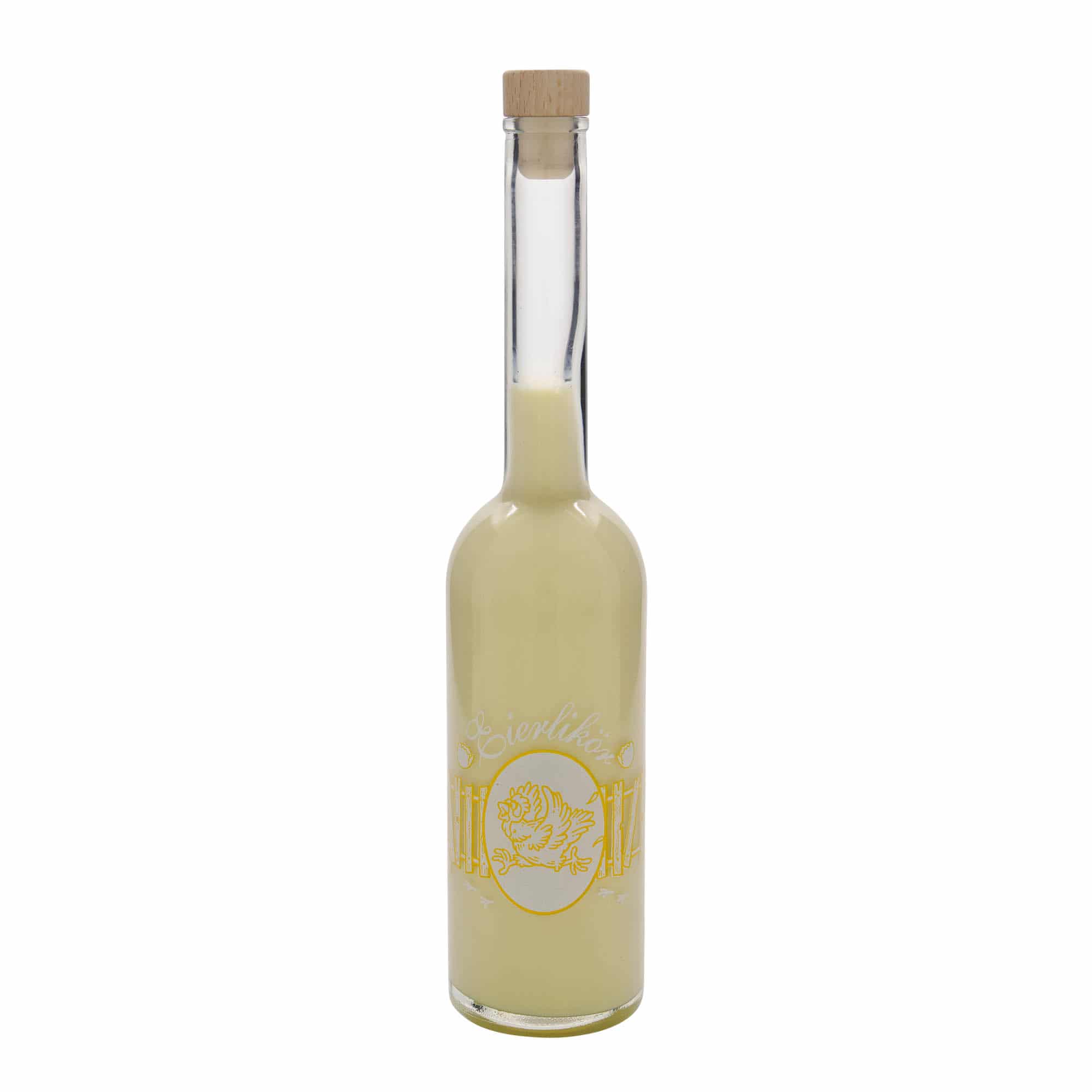 500 ml Glasflasche 'Opera', Motiv: Eierlikör, Mündung: Kork