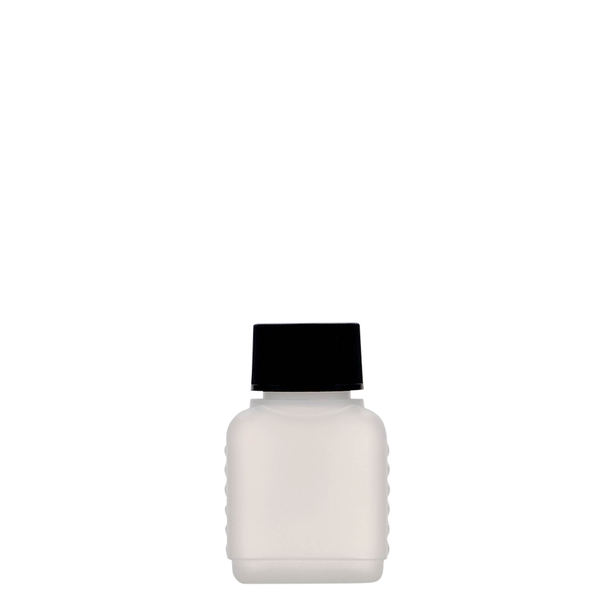 50 ml Kanisterflasche, rechteckig, HDPE-Kunststoff, natur, Mündung: DIN 25 50 ml Kanisterflasche, rechteckig, HDPE-Kunststoff, natur, Mündung: DIN 25