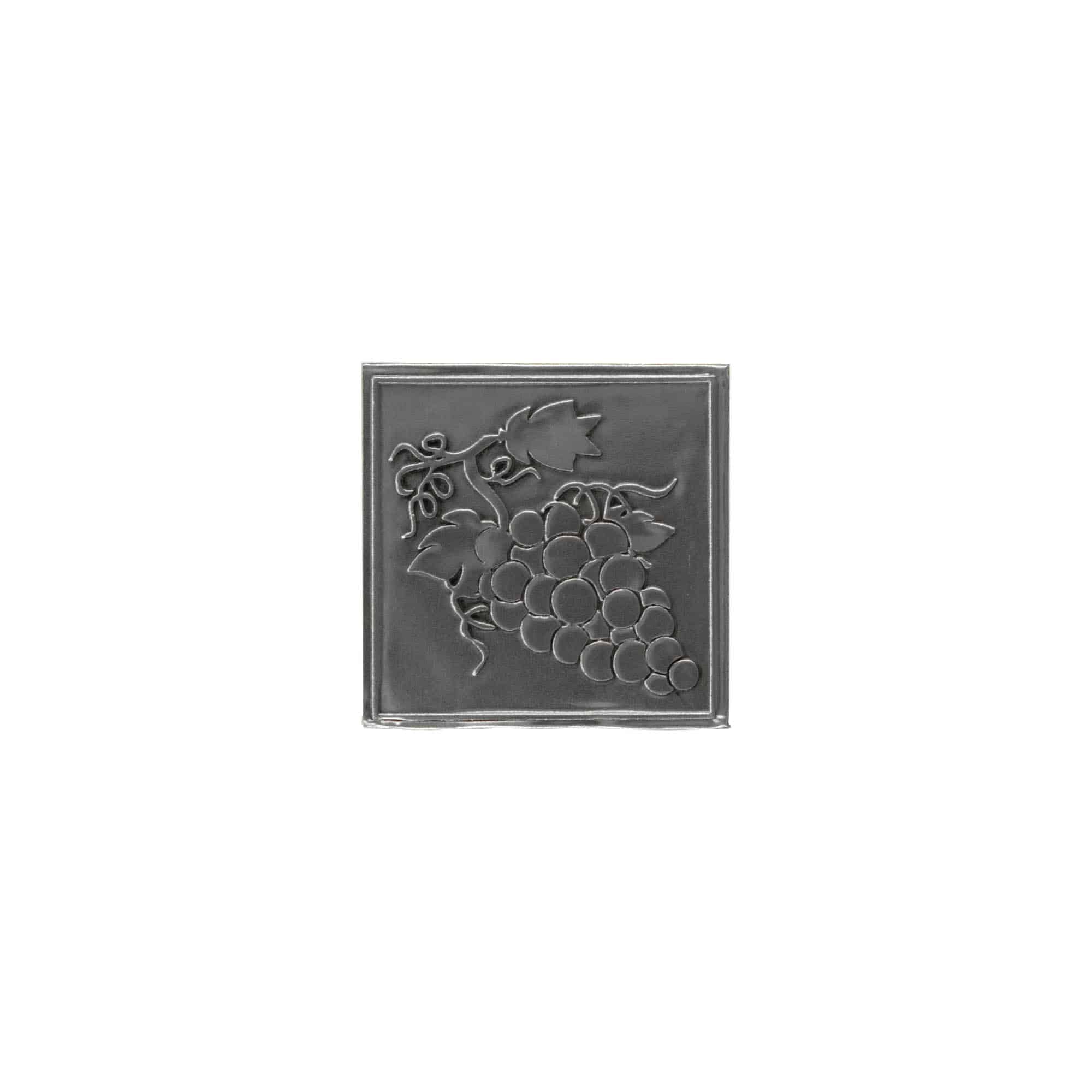 Zinnetikett 'Traube', quadratisch, Metall, silber Zinnetikett 'Traube', quadratisch, Metall, silber