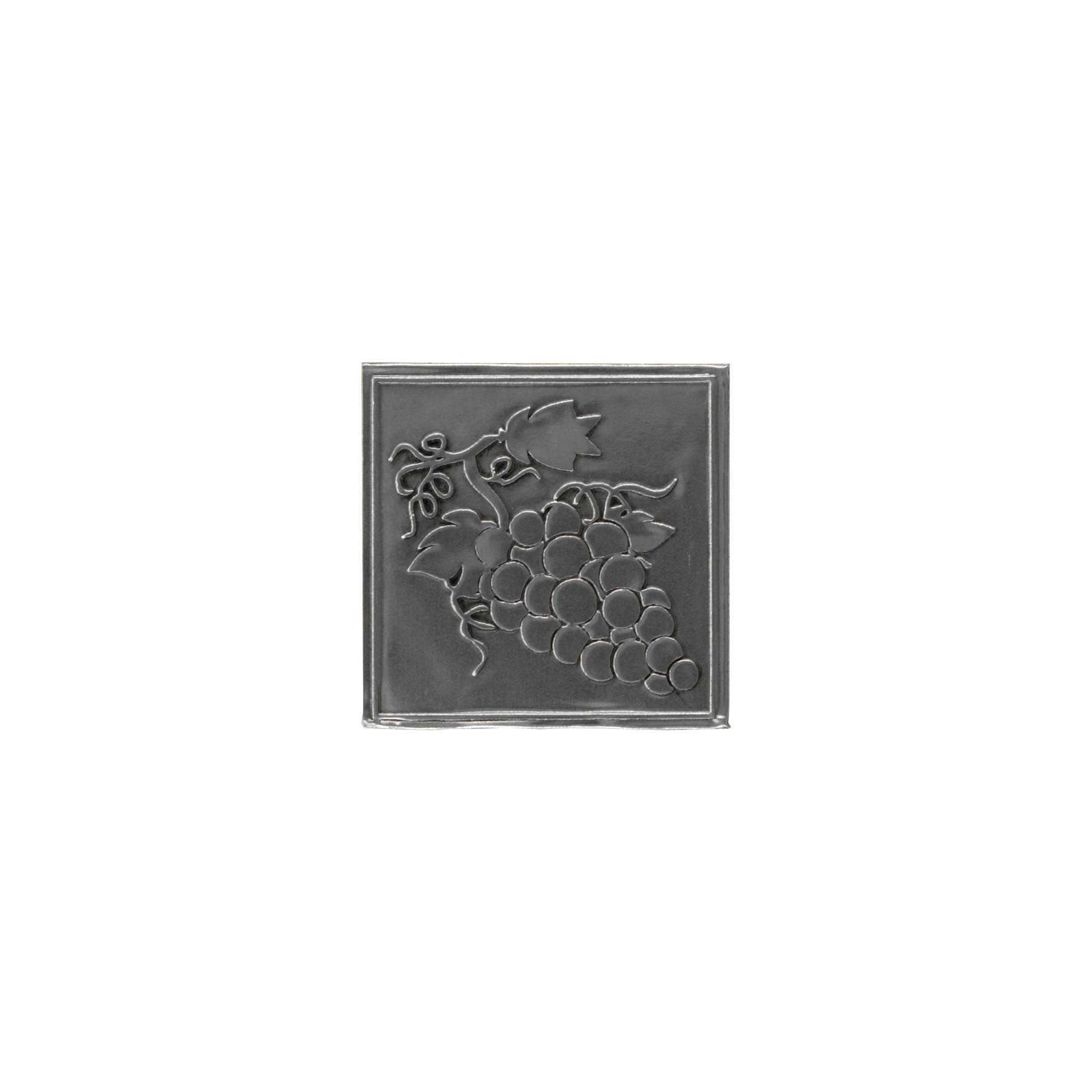 Zinnetikett 'Traube', quadratisch, Metall, silber Zinnetikett 'Traube', quadratisch, Metall, silber
