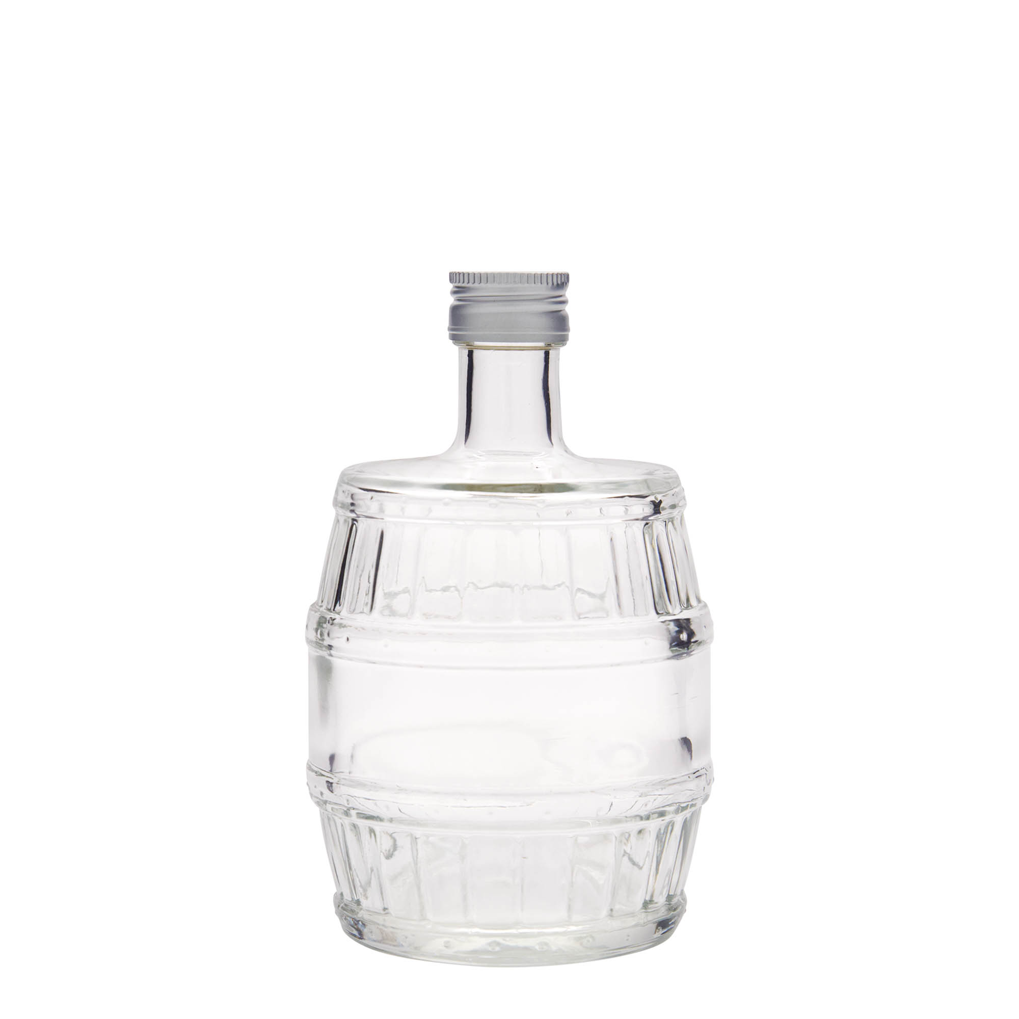 500 ml Glasflasche 'Fass', Mündung: PP 28 500 ml Glasflasche 'Fass', Mündung: PP 28
