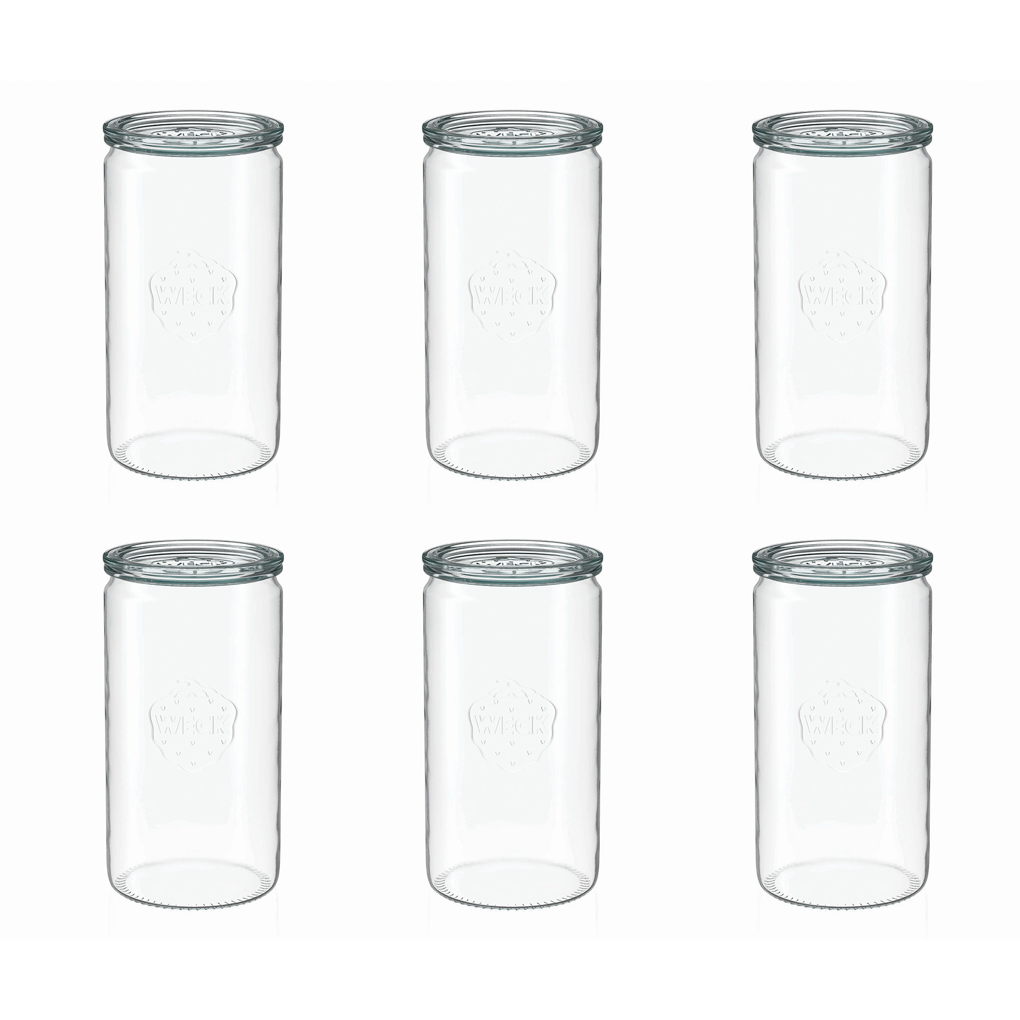 6x 1575 ml WECK-Zylinderglas mit Glasdeckel RR 100