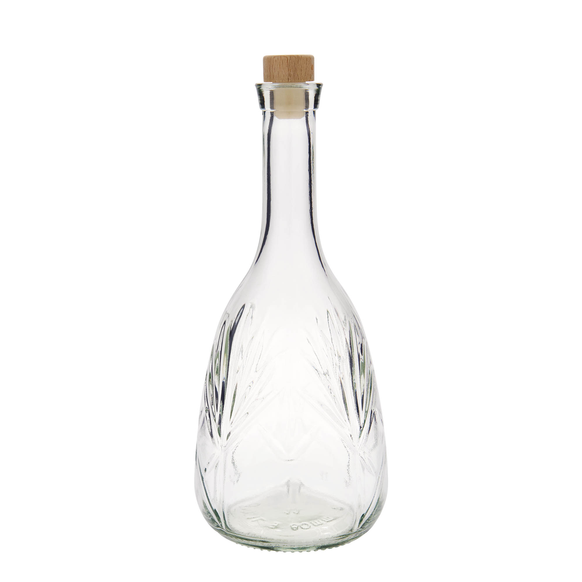 1.000 ml Glasflasche 'Reliefa', Mündung: Kork 1.000 ml Glasflasche 'Reliefa', Mündung: Kork