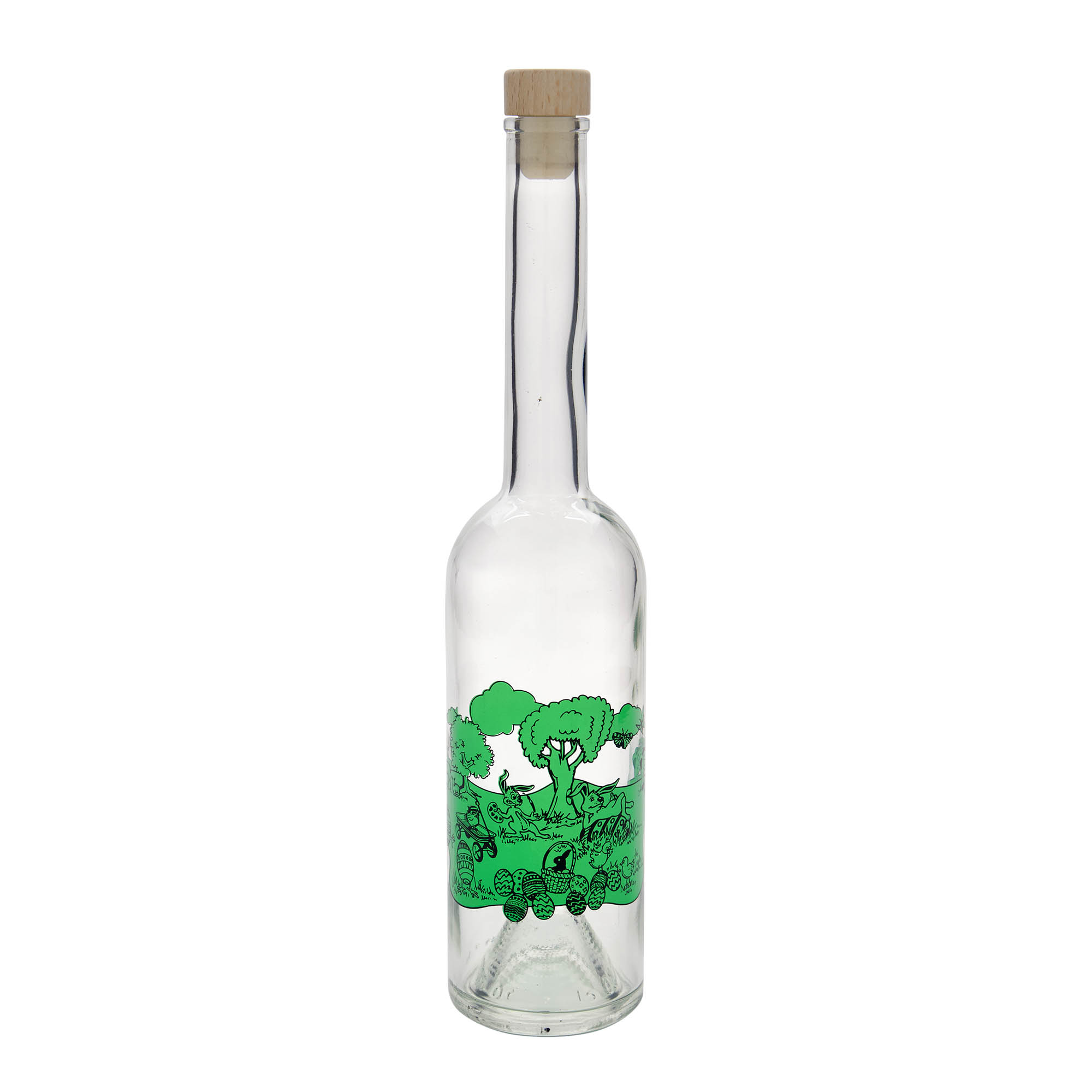 500 ml Glasflasche 'Opera', Motiv: Frohe Ostern, Mündung: Kork 500 ml Glasflasche 'Opera', Motiv: Frohe Ostern, Mündung: Kork