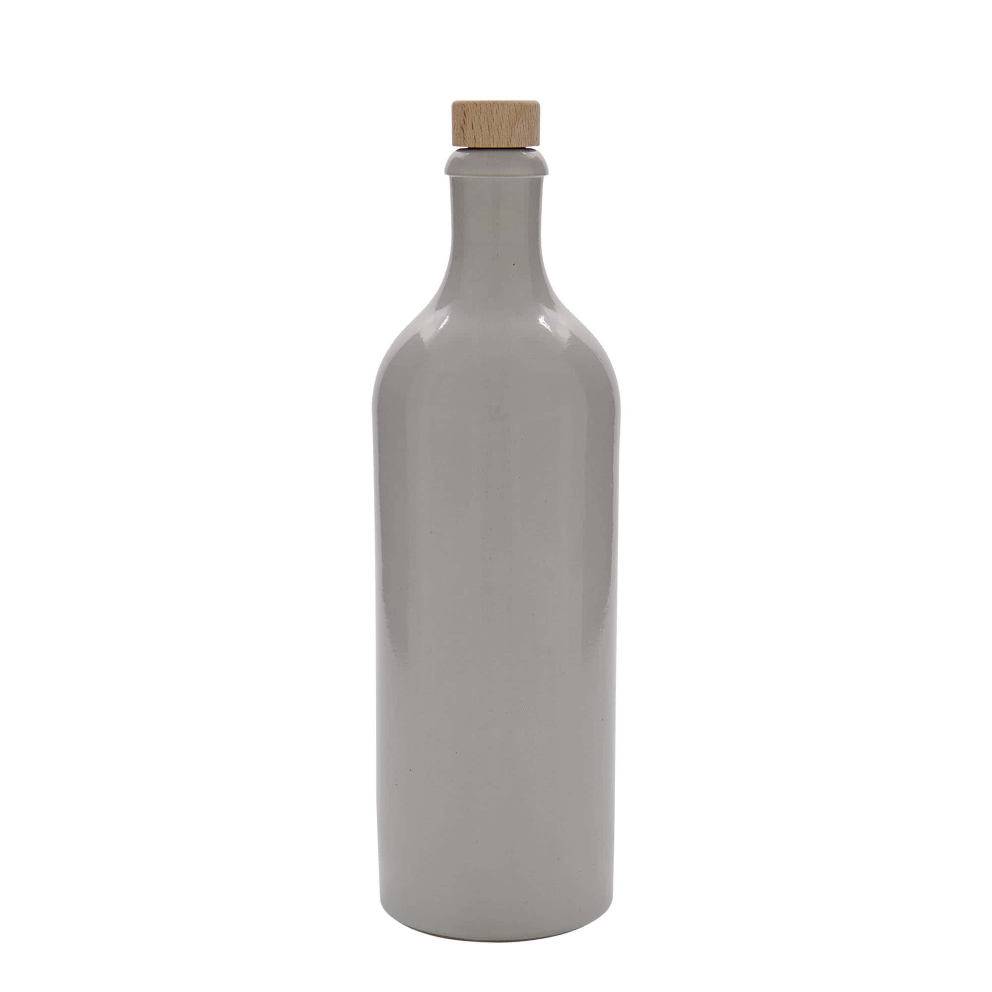 750 ml Tonkrug, Steinzeug, weiß, Mündung: Kork