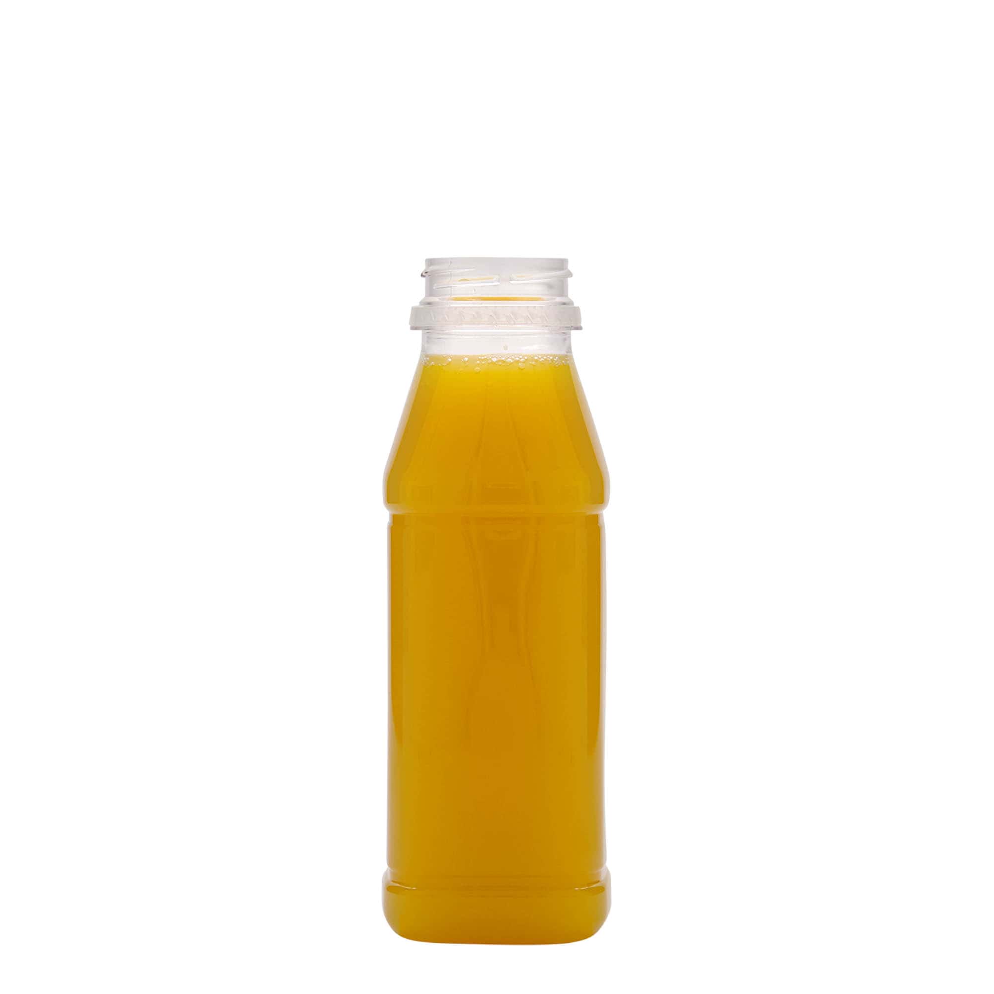 330 ml PET-Flasche „Milk and Juice Carré“, quadratisch, Kunststoff, Mündung: 38 mm
