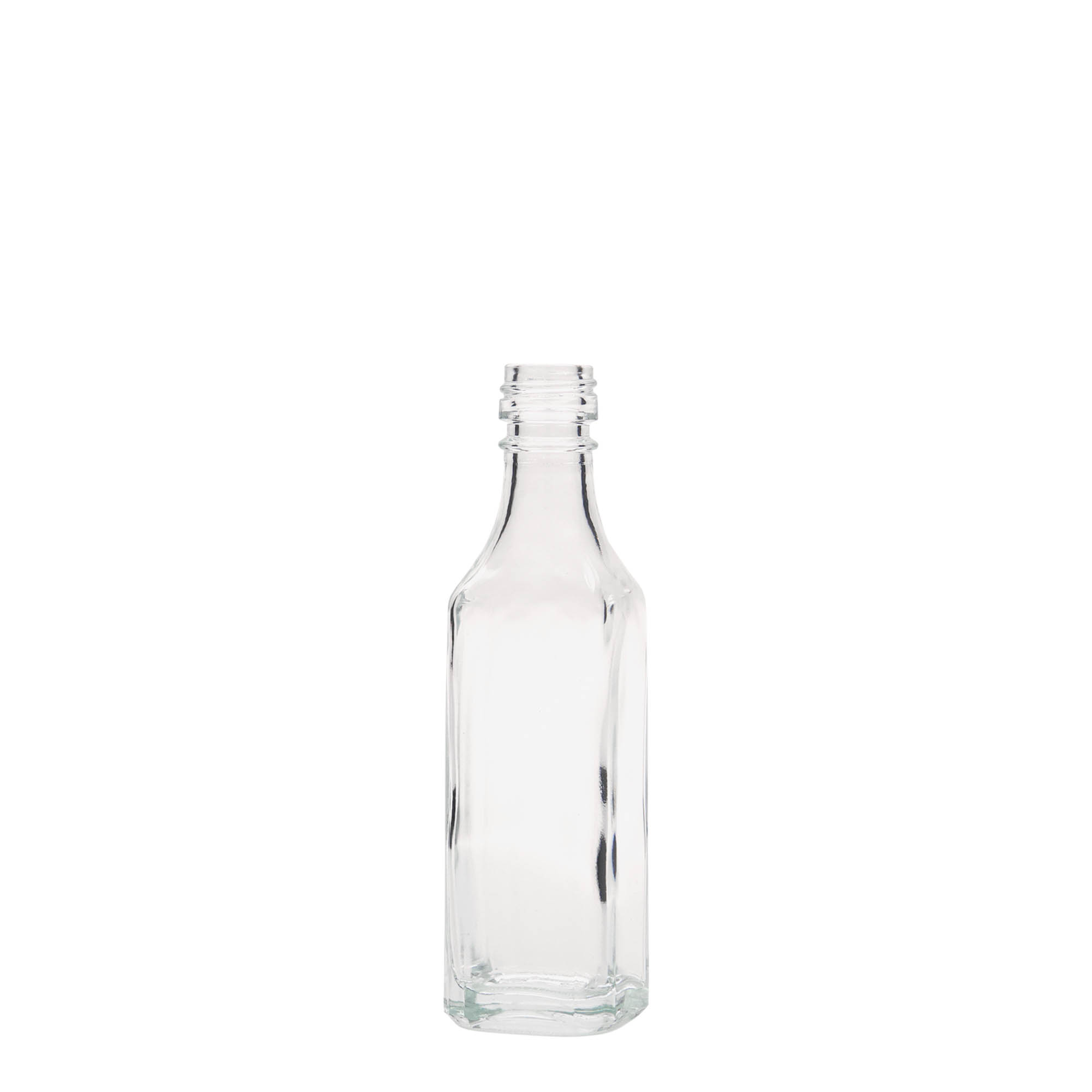 50 ml Glasflasche 'Siena', quadratisch, Mündung: PP 18 50 ml Glasflasche 'Siena', quadratisch, Mündung: PP 18