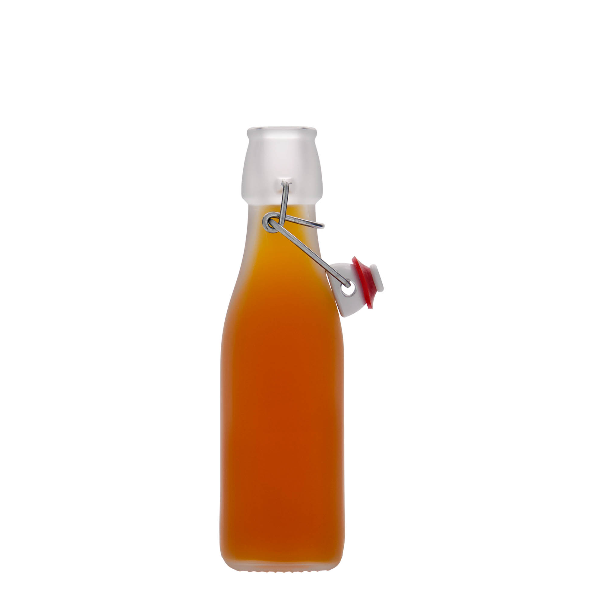 250 ml Glasflasche „Swing“ quadratisch, weiß, Mündung: Bügelverschluss