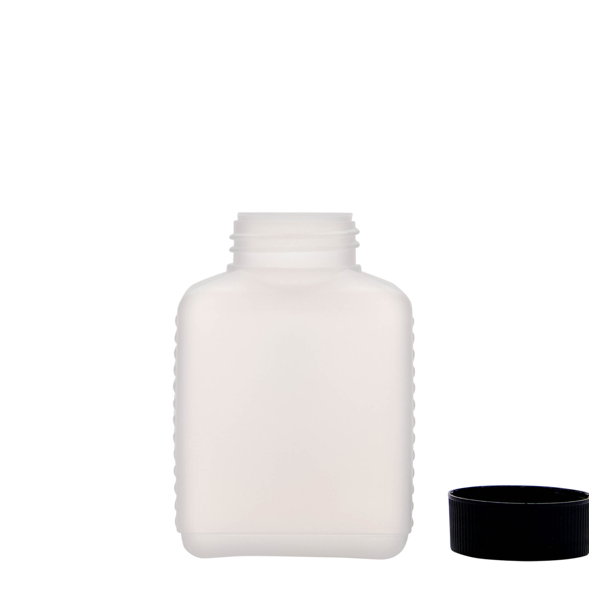250 ml Weithalsflasche, rechteckig, HDPE-Kunststoff, natur, Mündung: DIN 40 EPE 250 ml Weithalsflasche, rechteckig, HDPE-Kunststoff, natur, Mündung: DIN 40 EPE