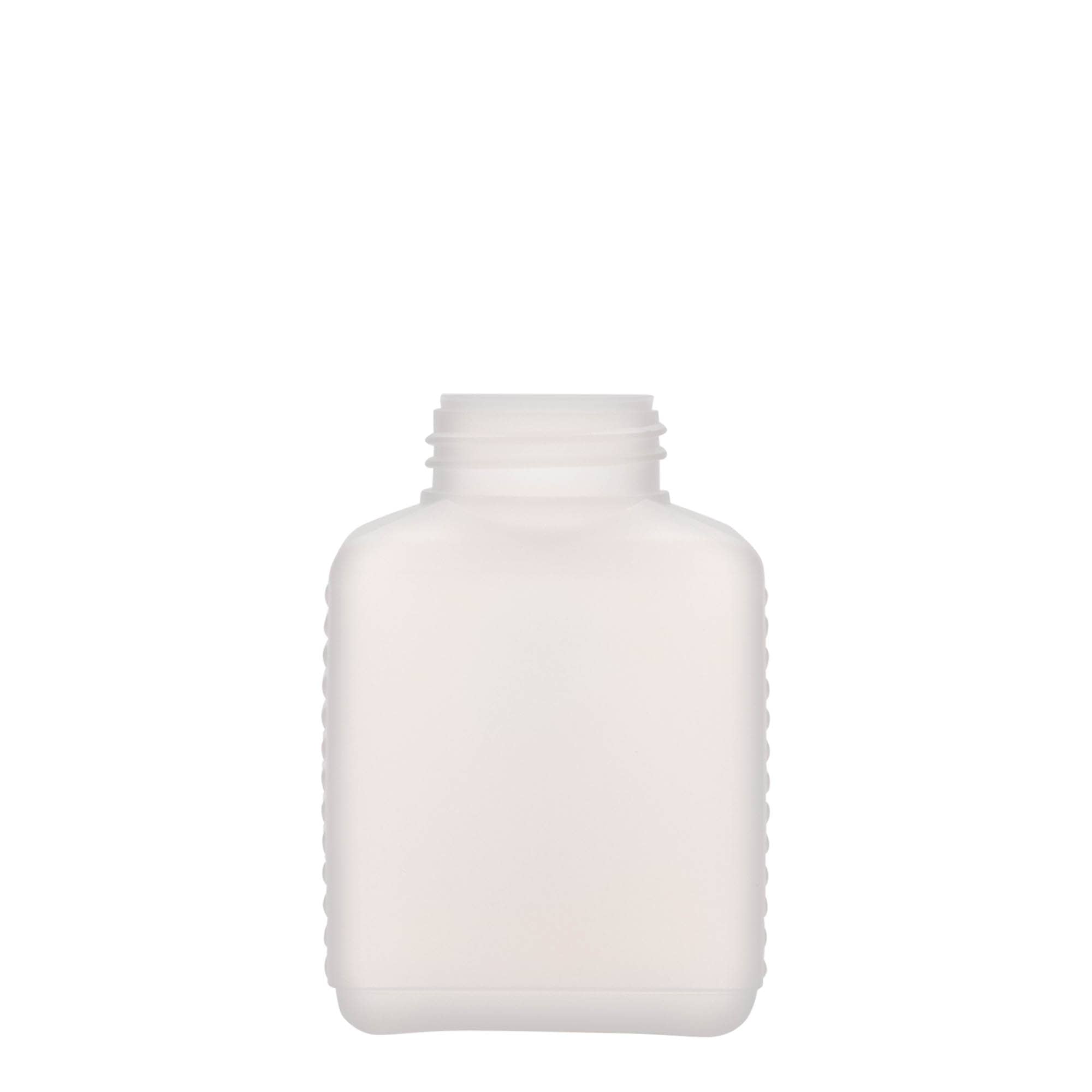 250 ml Weithalsflasche, rechteckig, HDPE-Kunststoff, natur, Mündung: DIN 40 EPE