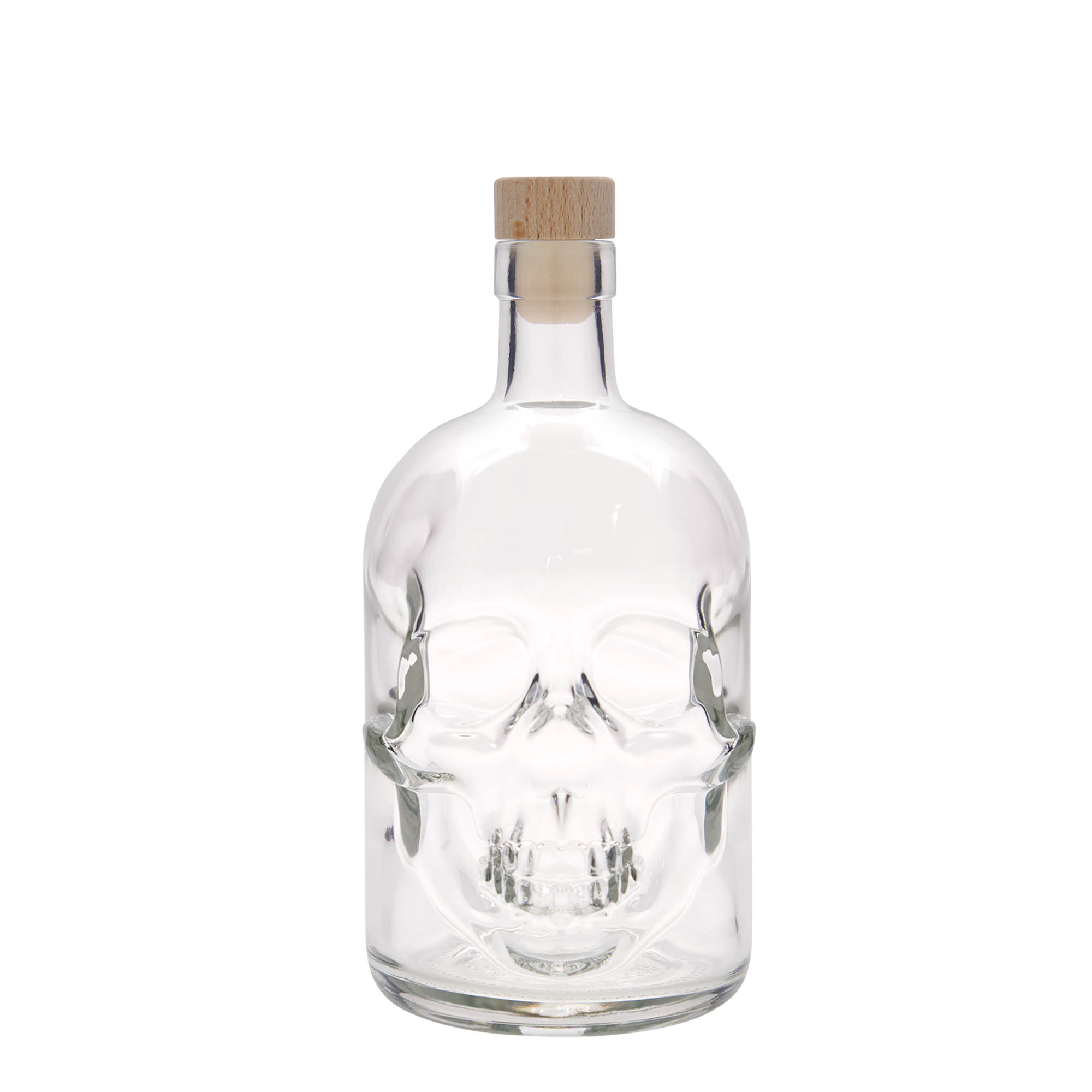 700 ml Glasflasche „Totenkopf“, Mündung: Kork