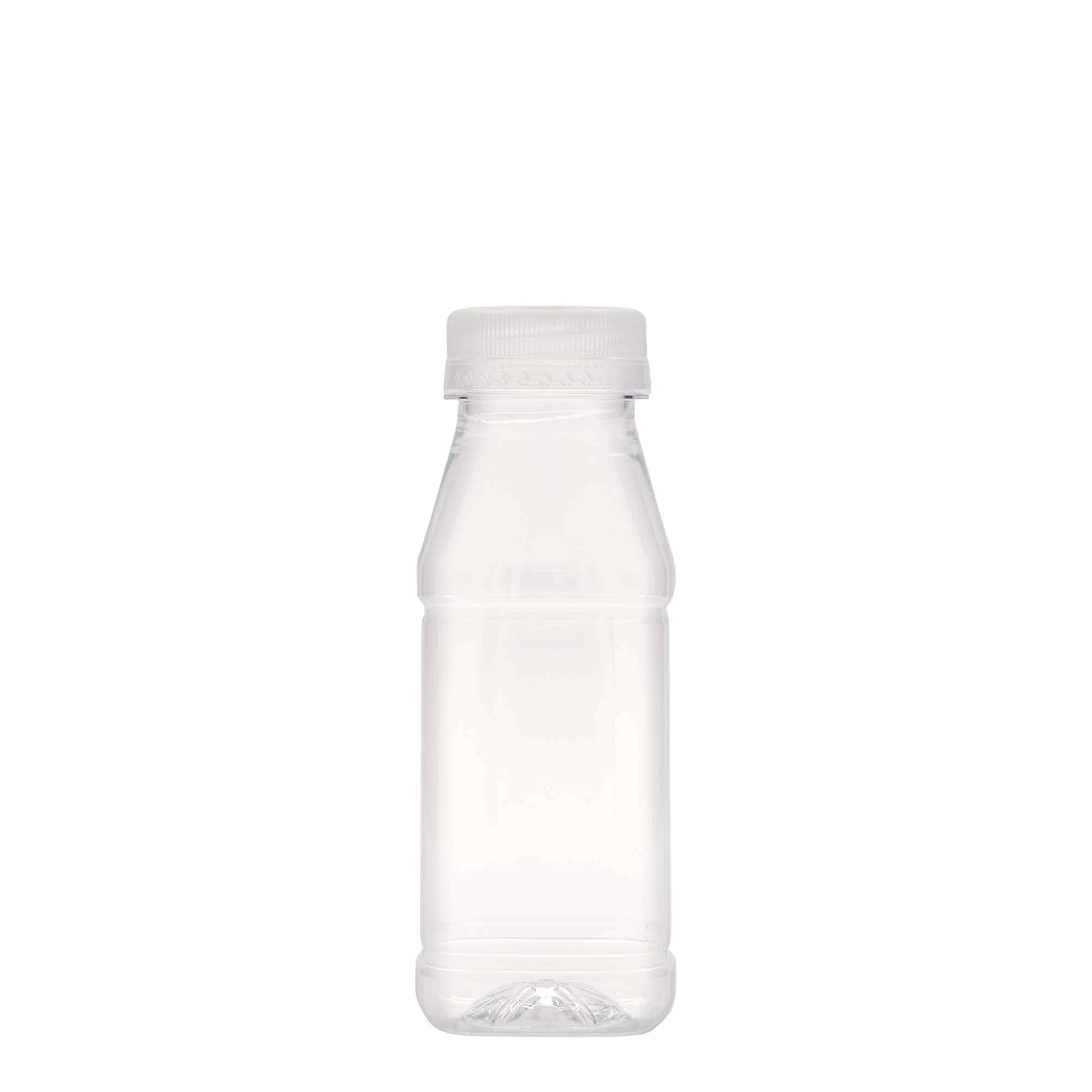 250 ml PET-Flasche 'Milk and Juice Carré', quadratisch, Kunststoff, Mündung: 38 mm