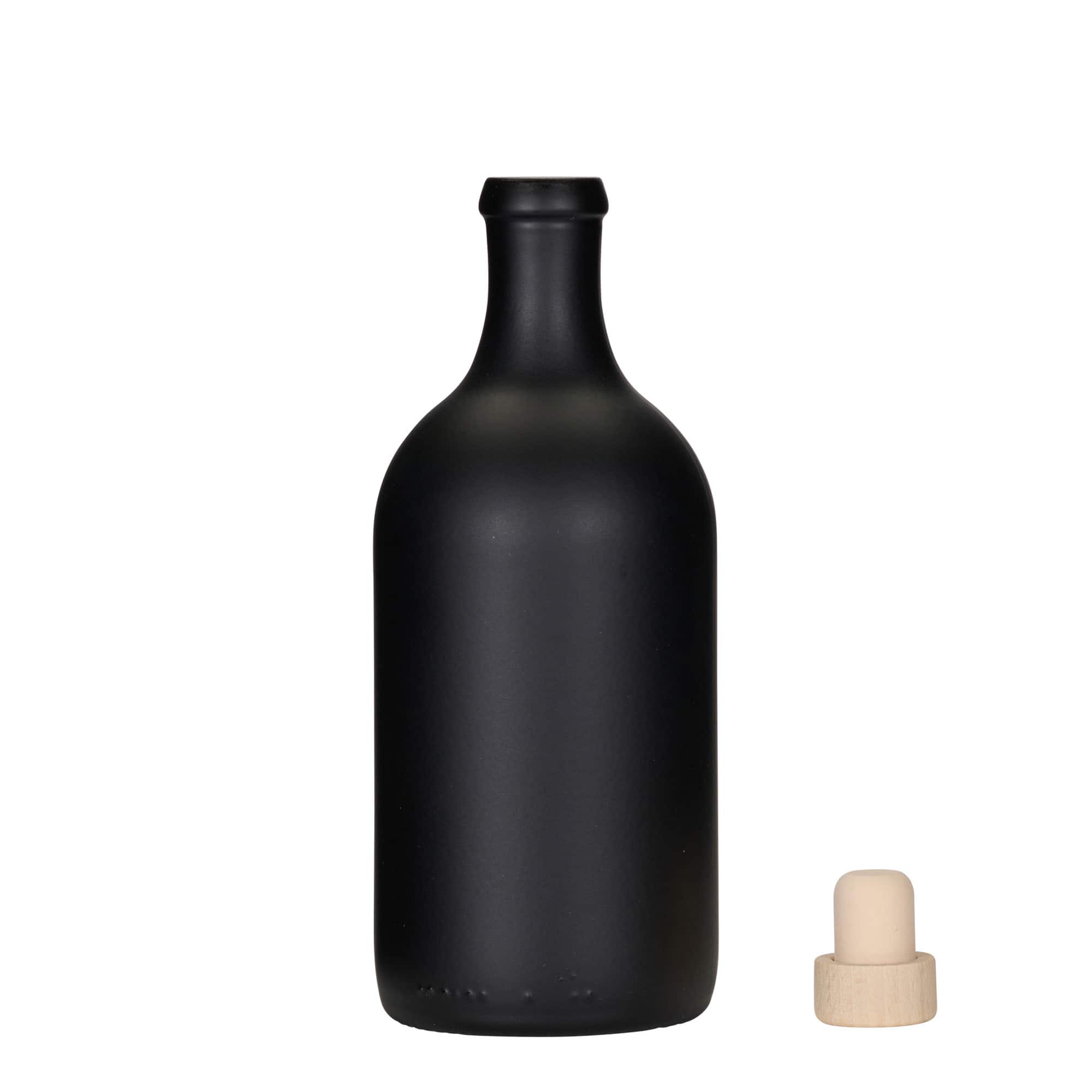 500 ml Glasflasche 'Ginevra Leggera', schwarz, Mündung: Kork 500 ml Glasflasche 'Ginevra Leggera', schwarz, Mündung: Kork