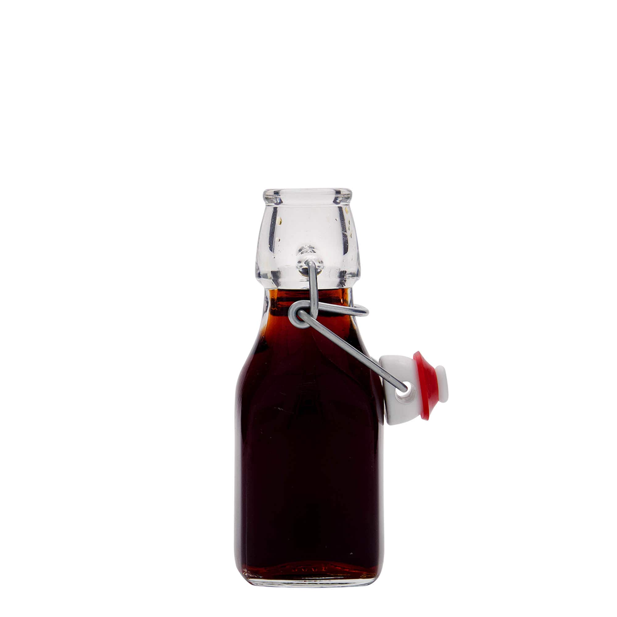 125 ml Glasflasche „Swing“, quadratisch, Mündung: Bügelverschluss