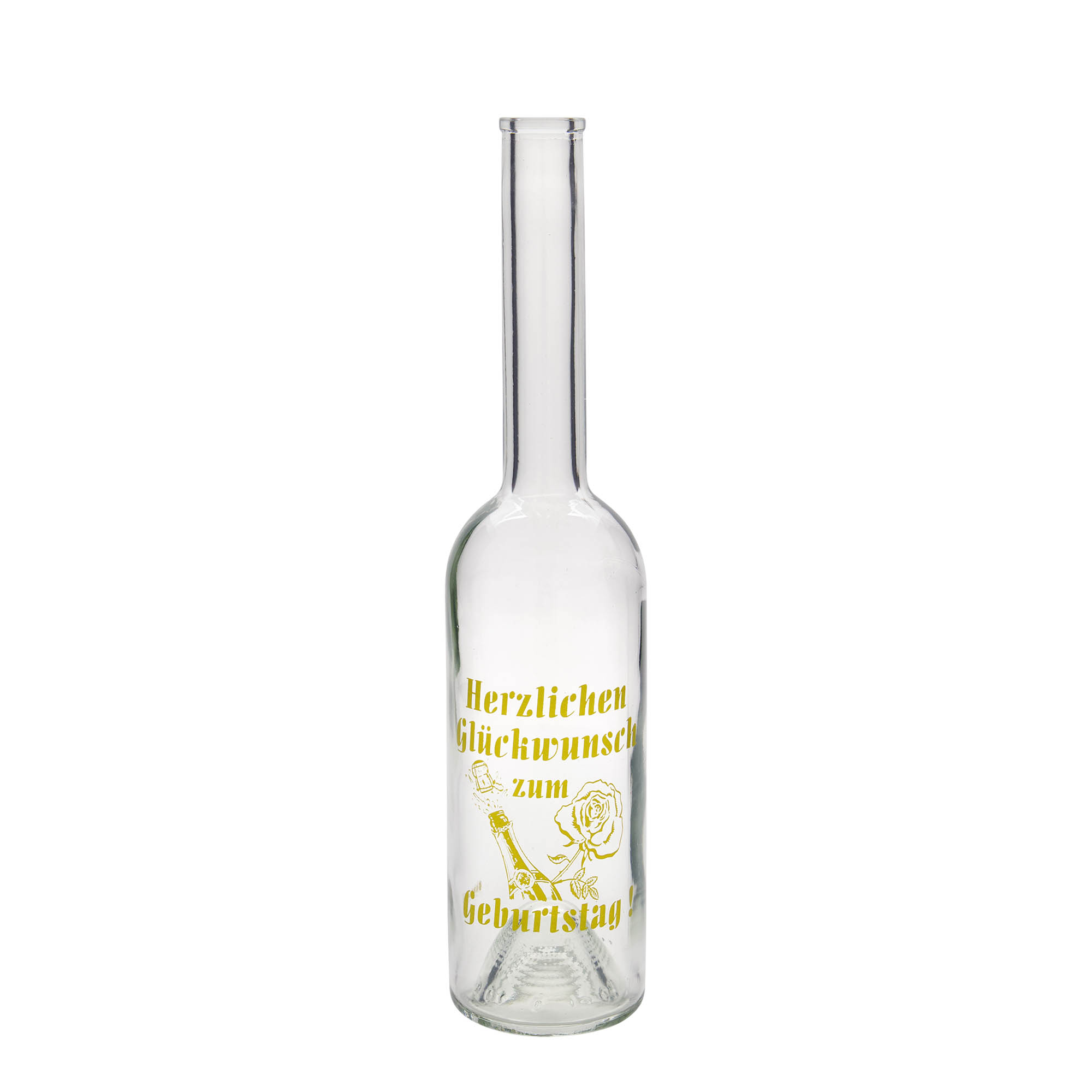 500 ml Glasflasche 'Opera', Motiv: Geburtstagsflasche, Mündung: Kork