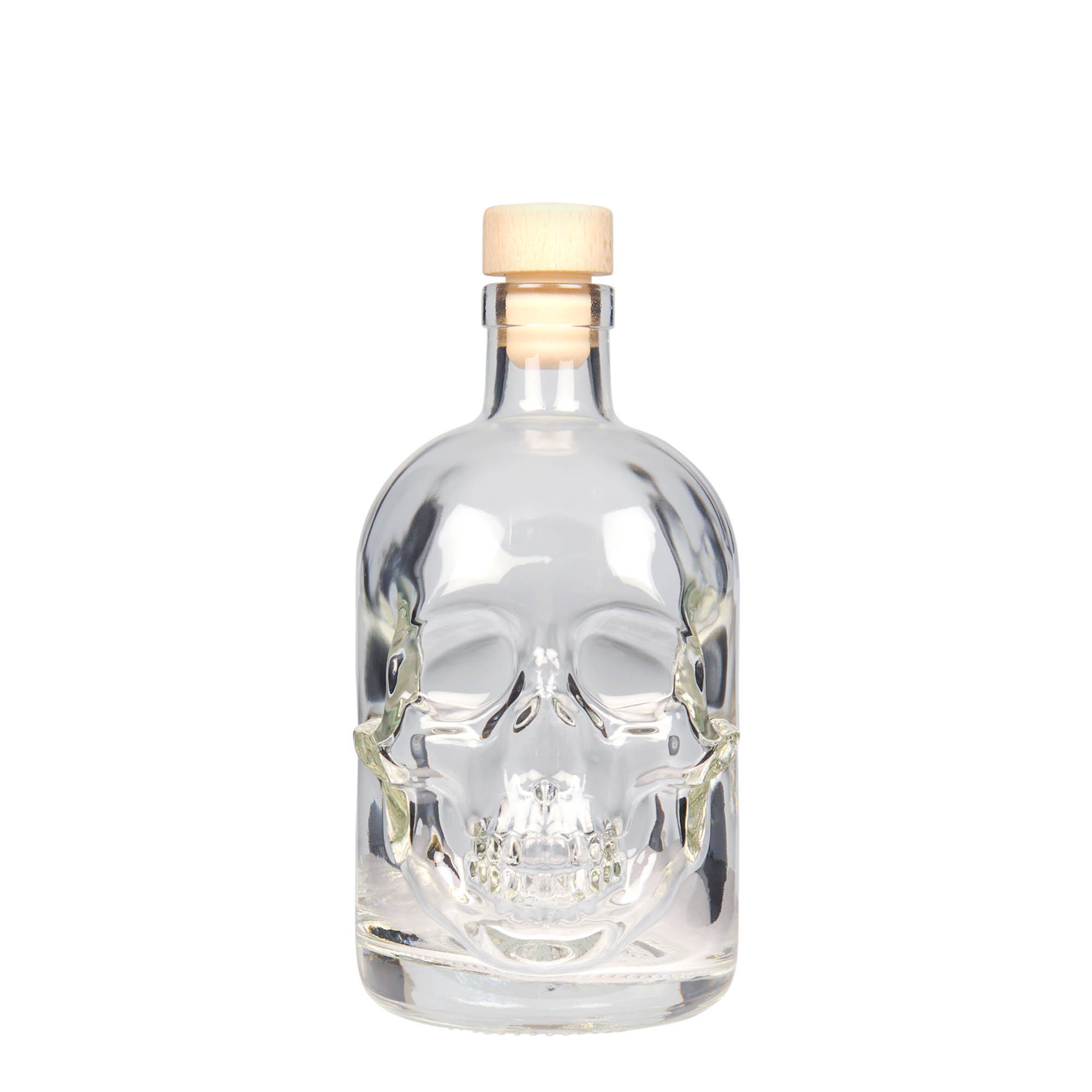 500 ml Glasflasche 'Totenkopf', Mündung: Kork 500 ml Glasflasche 'Totenkopf', Mündung: Kork
