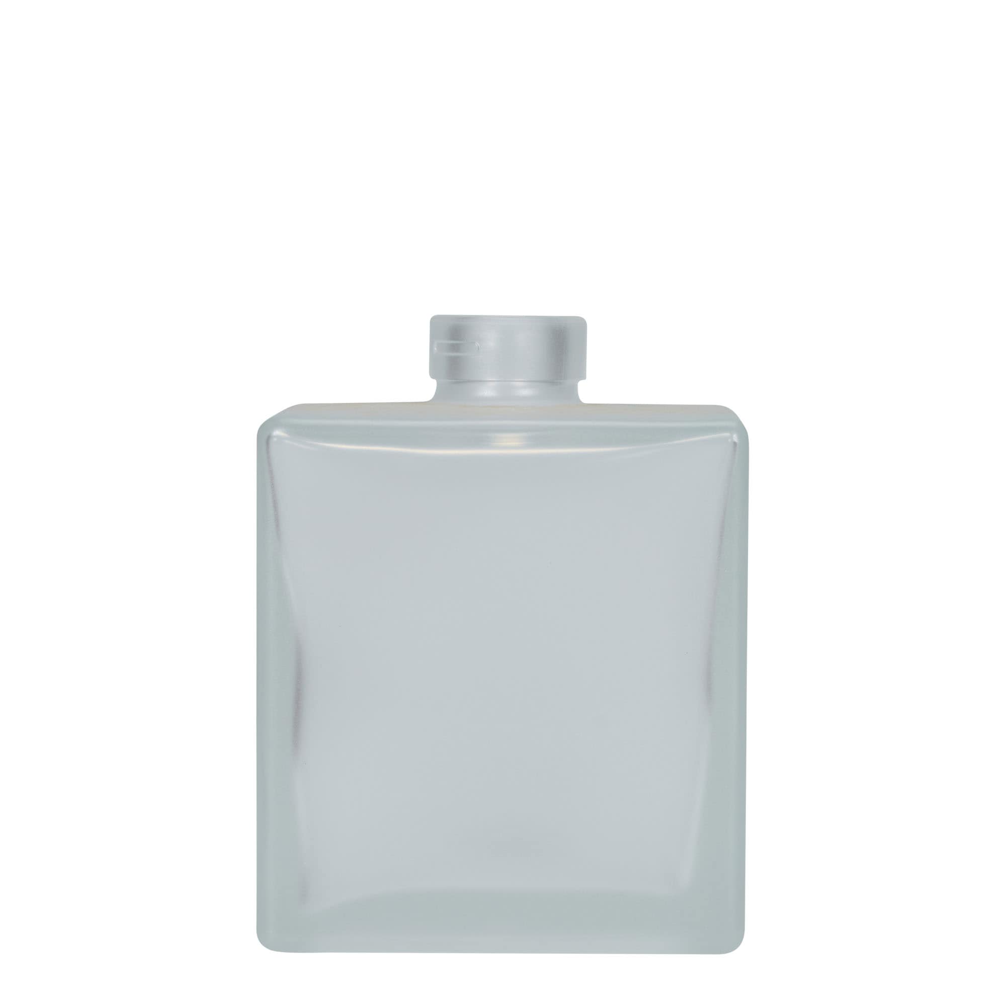 500 ml Glasflasche 'Cube', quadratisch, geeist, Mündung: Kork