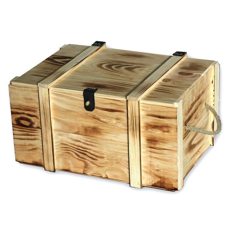 Weinkiste für 6 Flaschen, rechteckig, Holz, beige Weinkiste für 6 Flaschen, rechteckig, Holz, beige