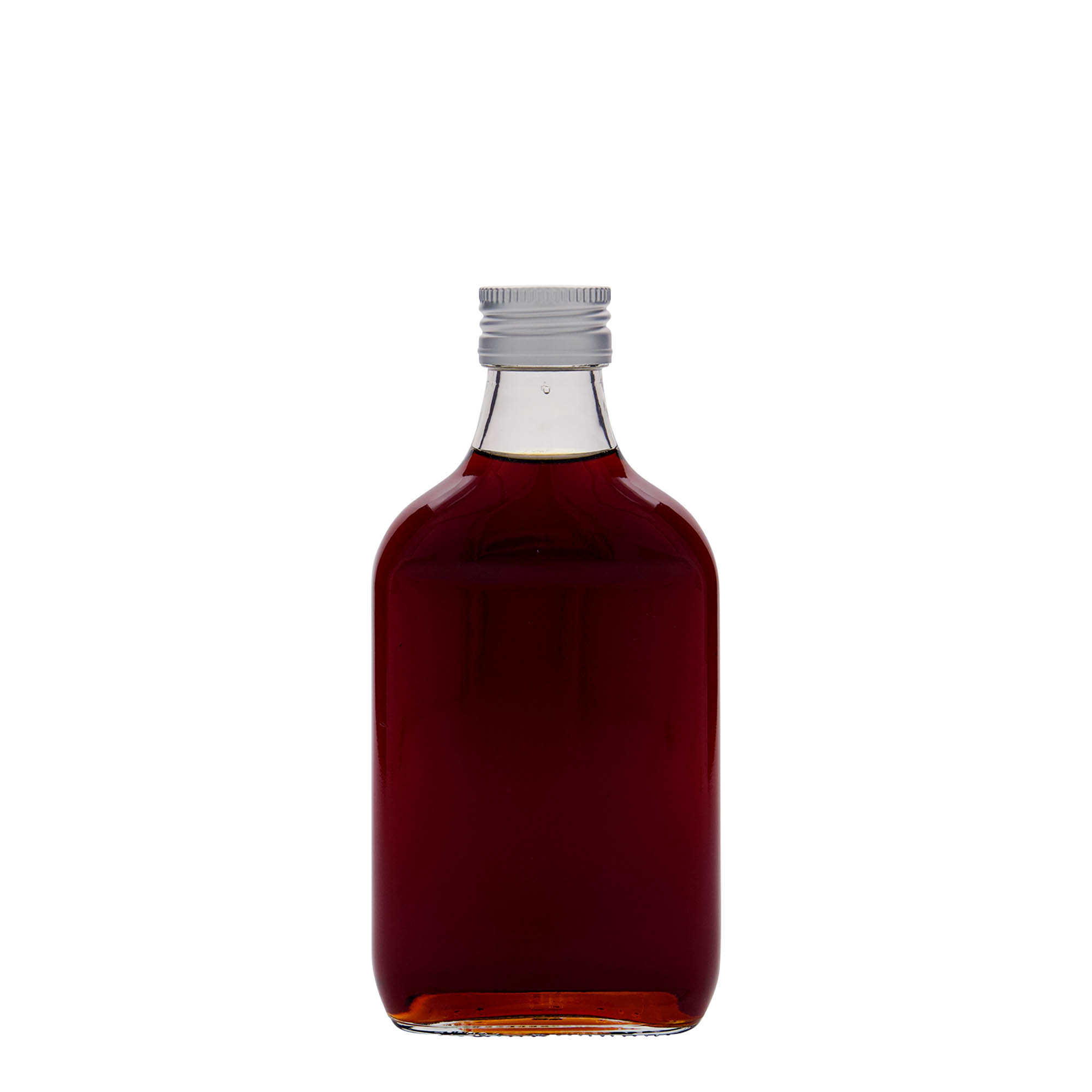 200 ml Taschenflasche, rechteckig, Glas, Mündung: PP 28