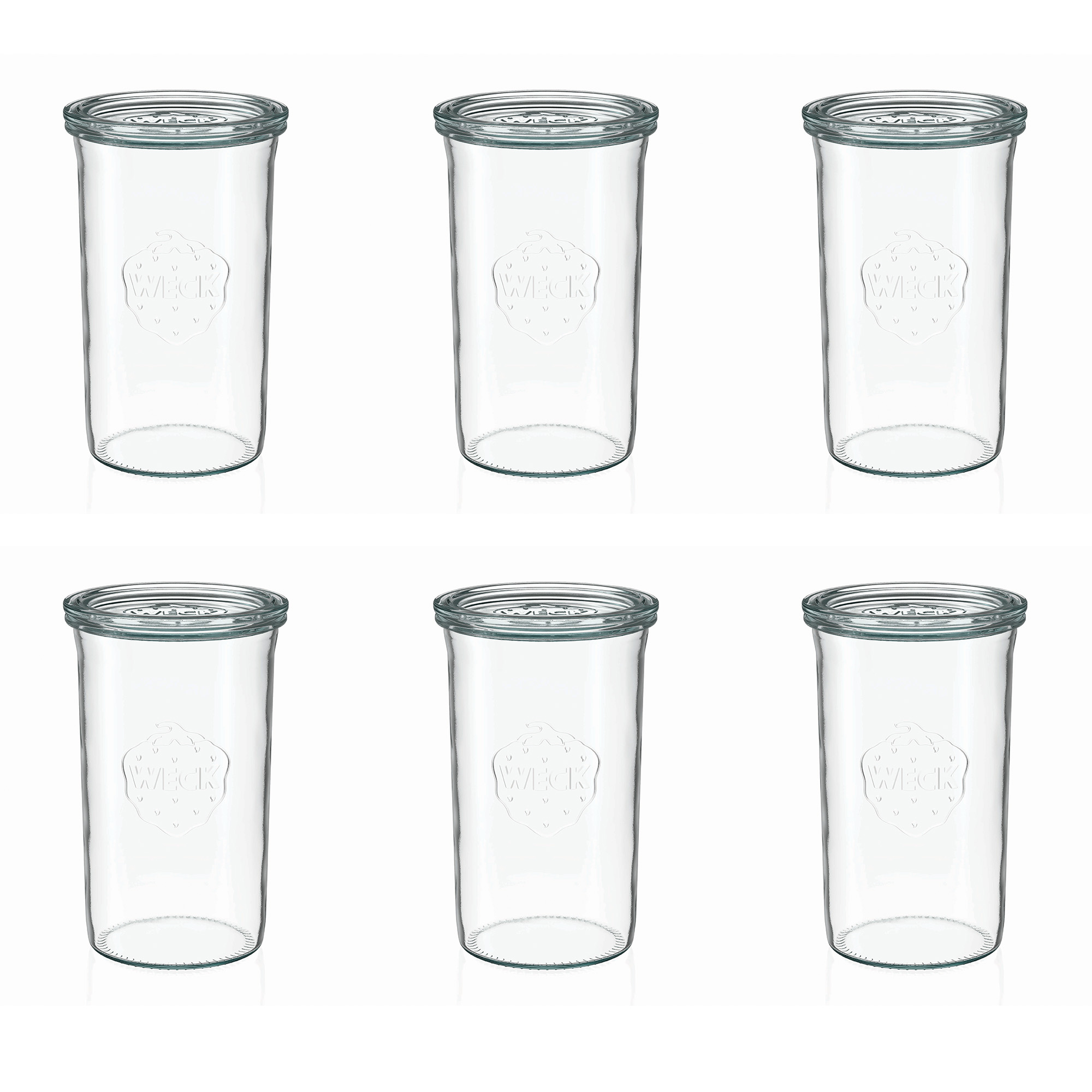 6x 1000 ml WECK-Sturzglas mit Glasdeckel RR 100