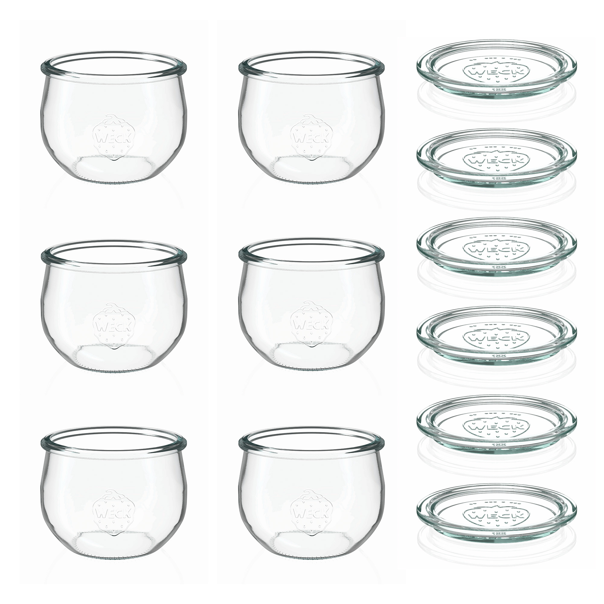 6x 580 ml WECK-Tulpenglas mit Glasdeckel RR 100