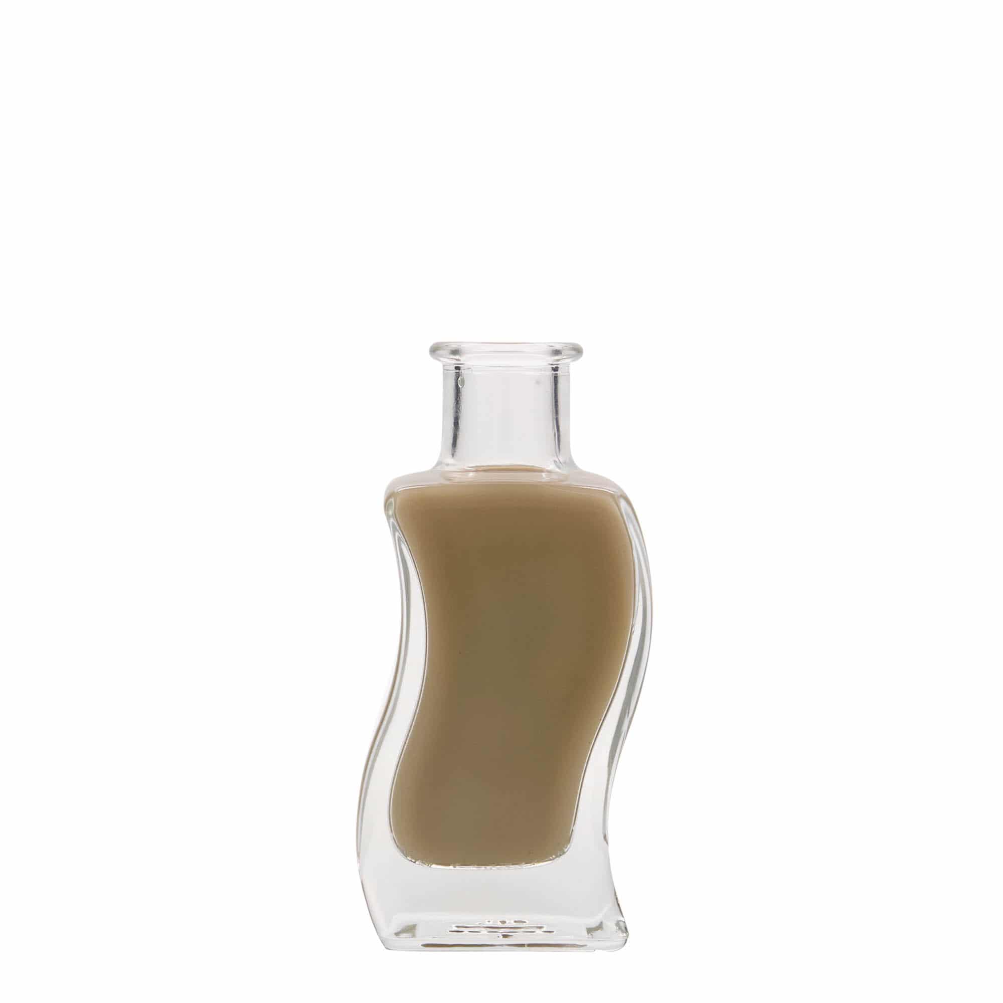 100 ml Glasflasche 'Welle', quadratisch, Mündung: Kork 100 ml Glasflasche 'Welle', quadratisch, Mündung: Kork