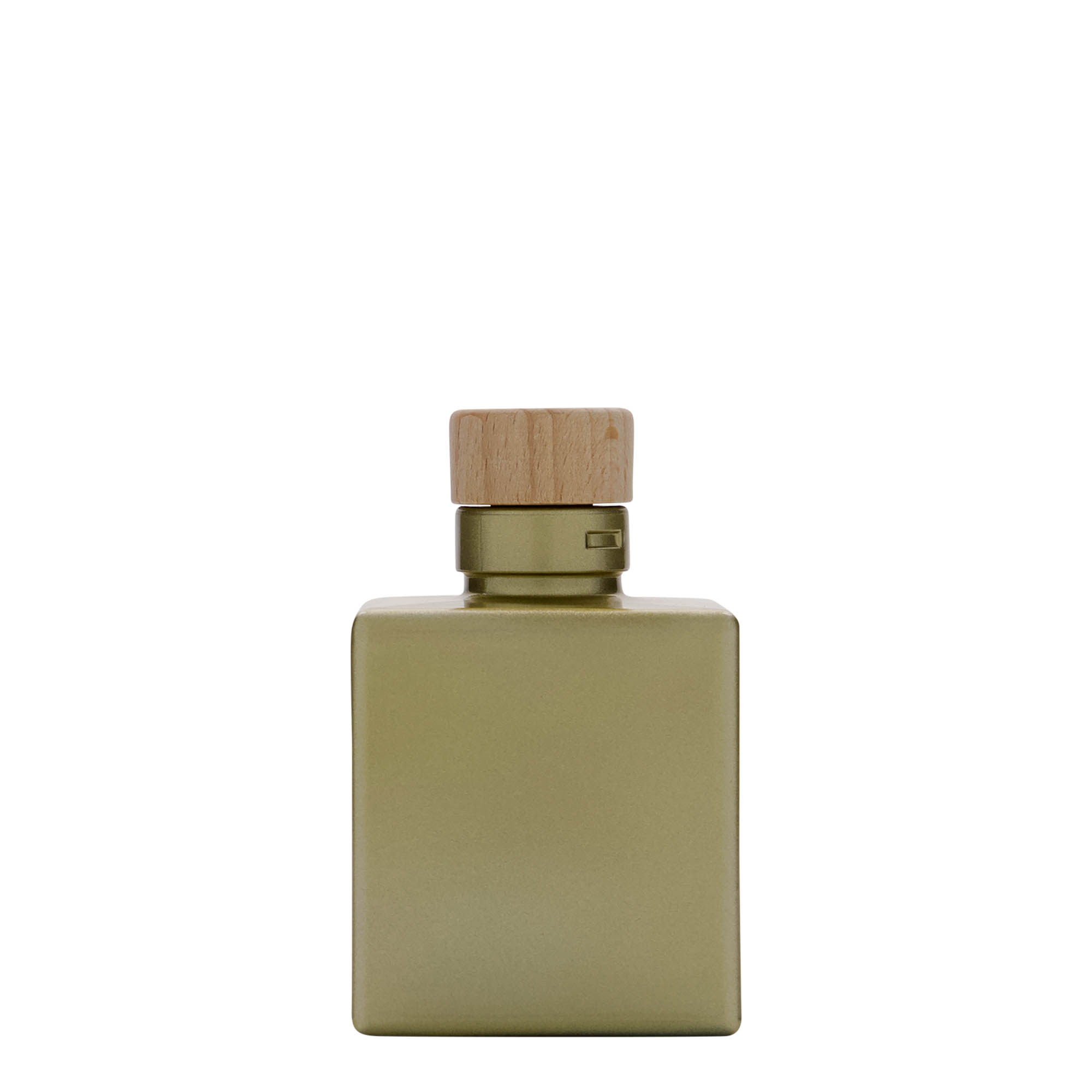 100 ml Glasflasche 'Cube', quadratisch, gold, Mündung: Kork 100 ml Glasflasche 'Cube', quadratisch, gold, Mündung: Kork
