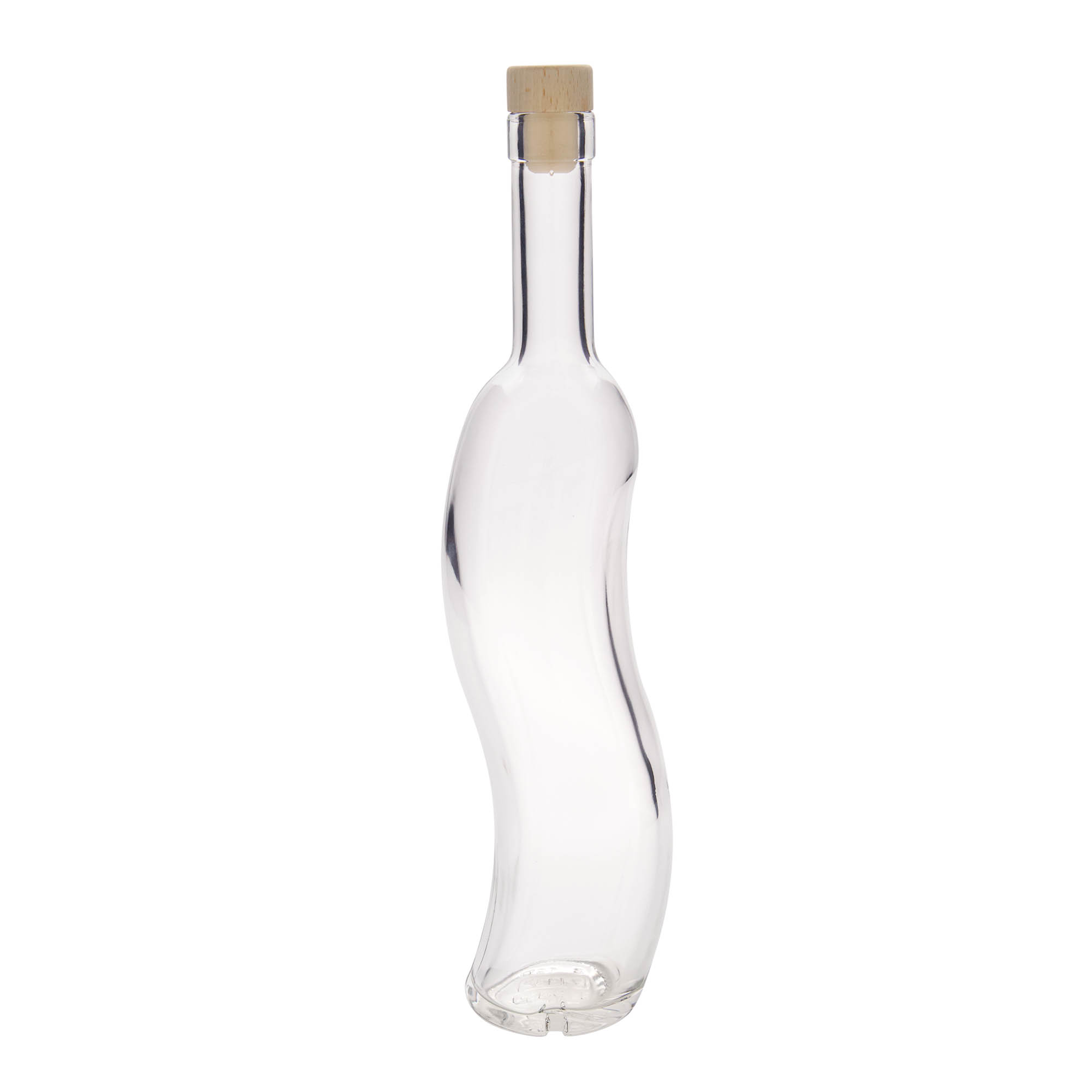 500 ml Glasflasche 'La-Ola', halbrund, Mündung: Kork 500 ml Glasflasche 'La-Ola', halbrund, Mündung: Kork
