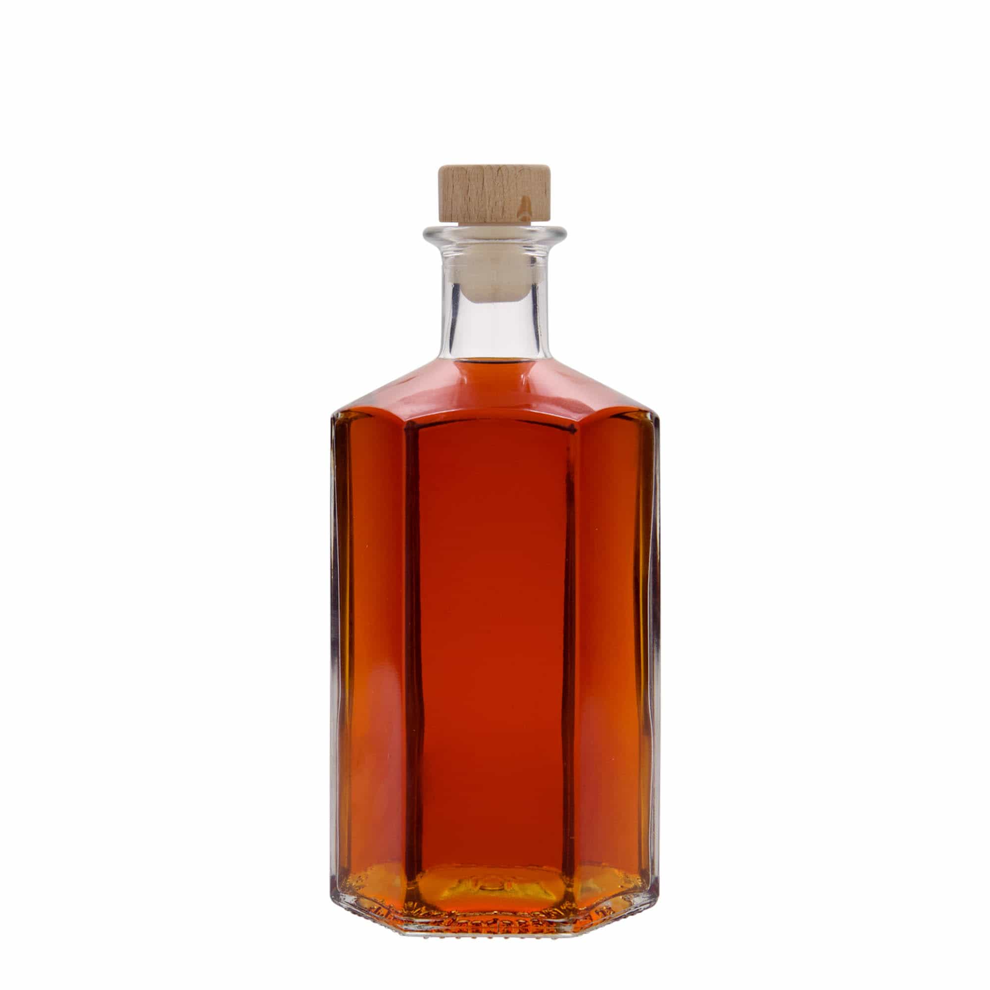 500 ml Glasflasche Apotheker 'Jimmy', sechseckig, Mündung: Kork