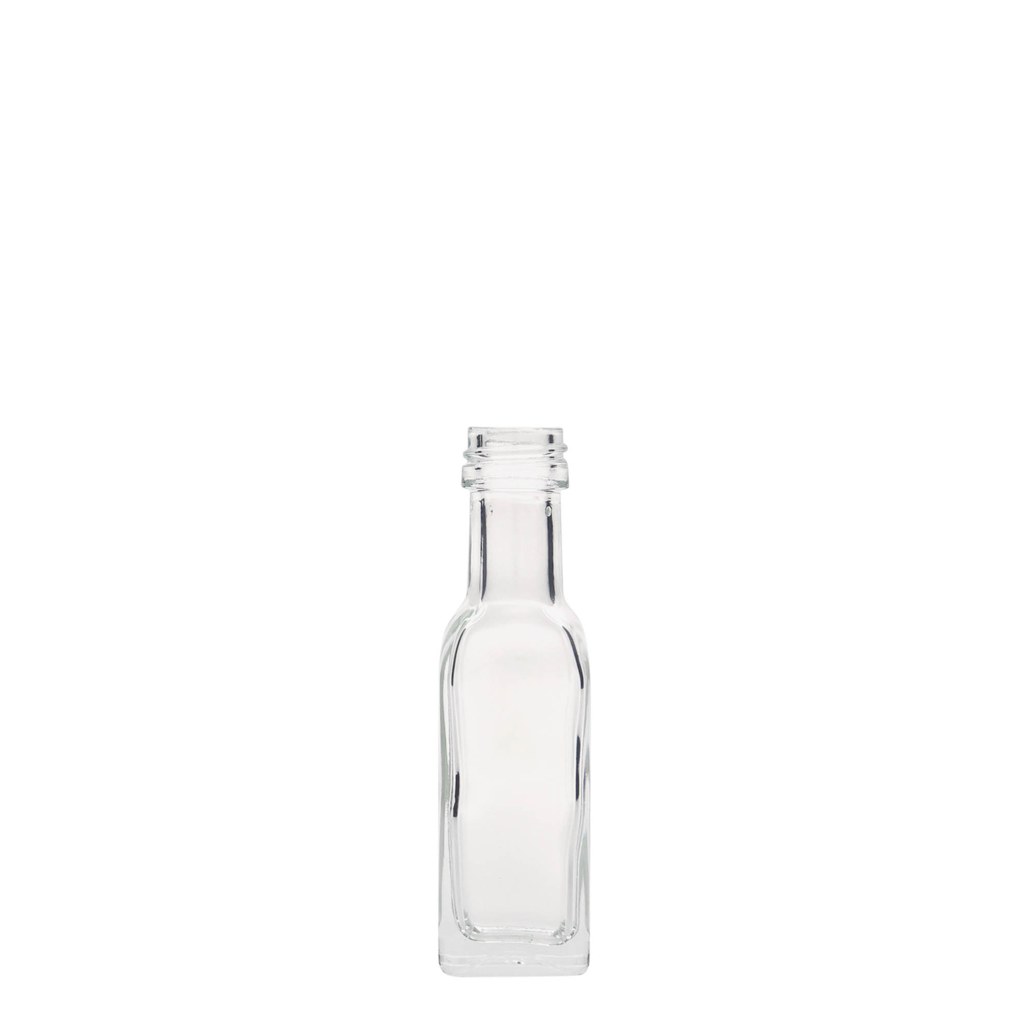 20 ml Glasflasche 'Marasca', quadratisch, Mündung: PP 18 20 ml Glasflasche 'Marasca', quadratisch, Mündung: PP 18