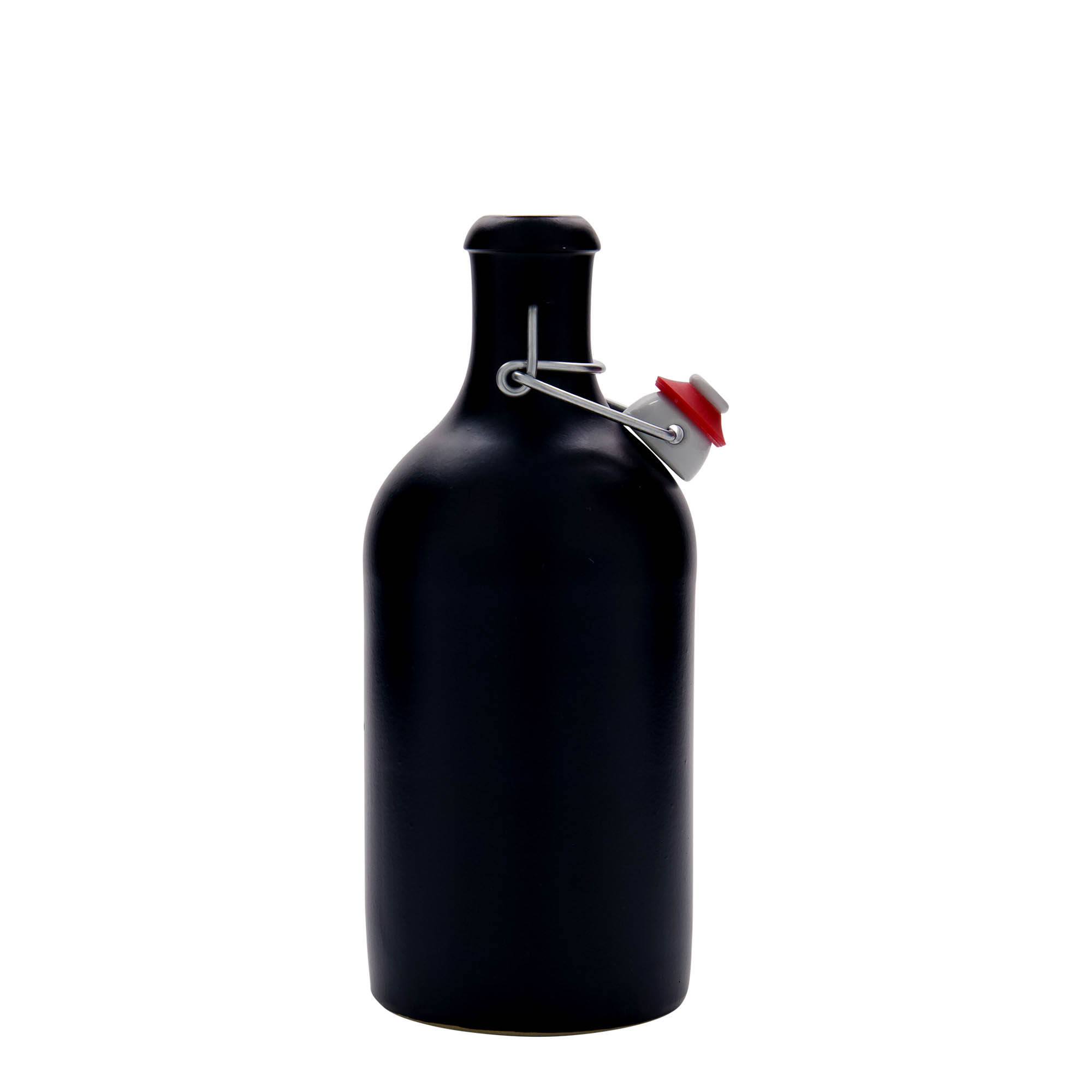 500 ml Tonkrug, Steinzeug, schwarz, Mündung: Bügelverschluss 500 ml Tonkrug, Steinzeug, schwarz, Mündung: Bügelverschluss
