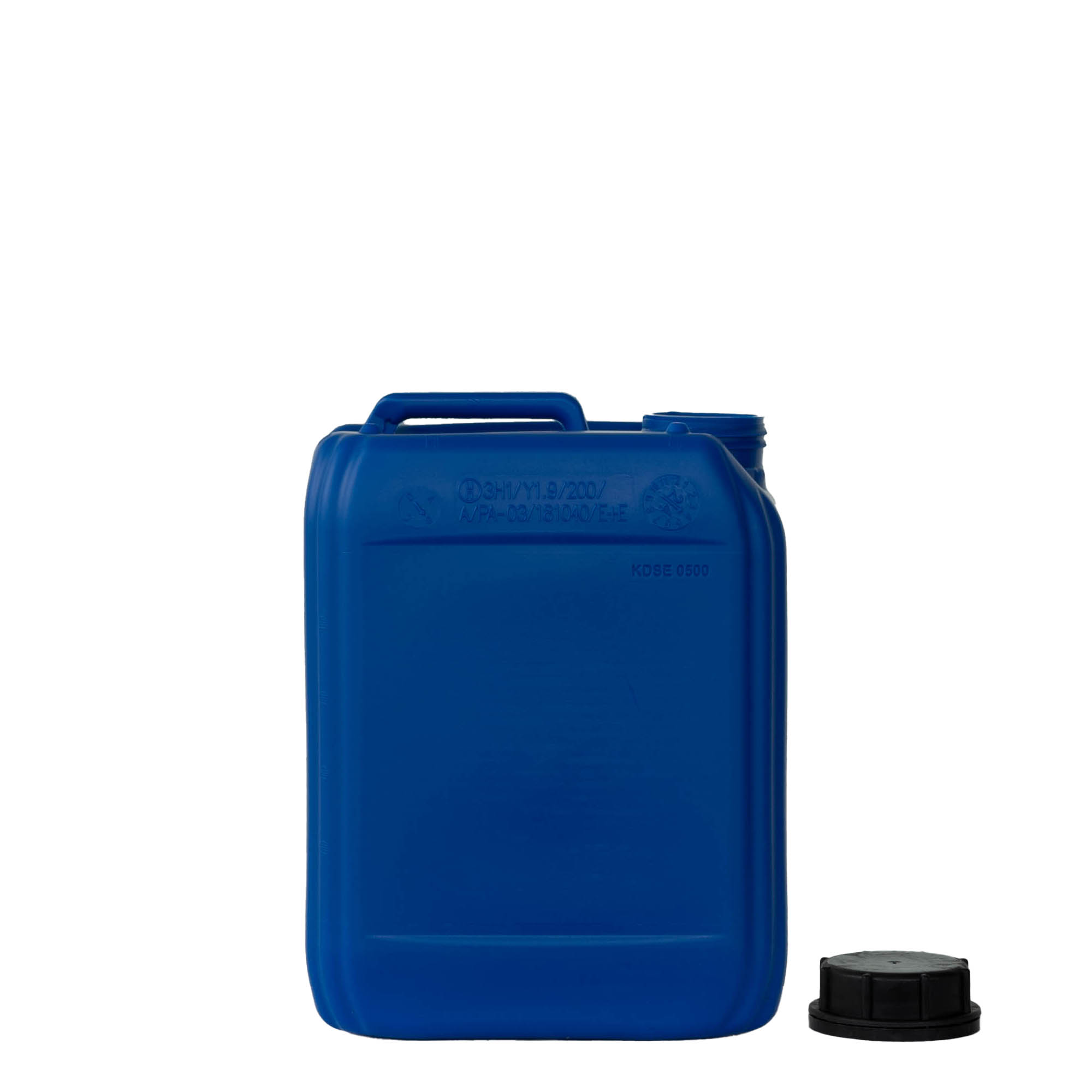 5 l Kanister, rechteckig, HDPE-Kunststoff, blau, Mündung: ND 55