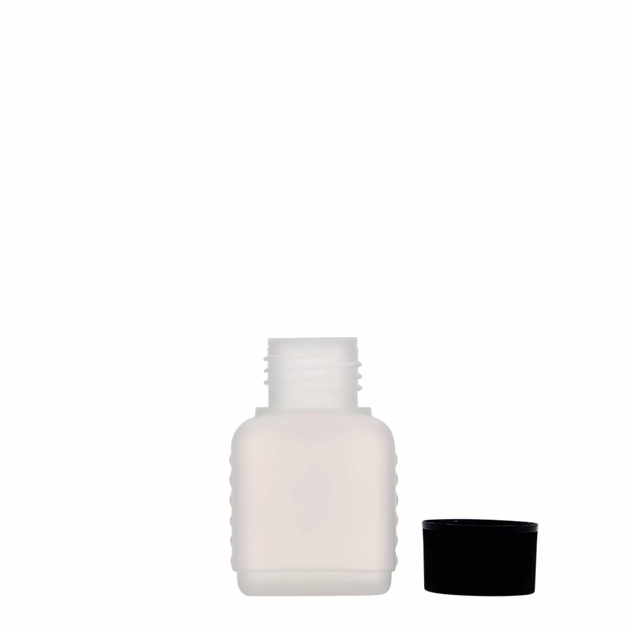 50 ml Kanisterflasche, rechteckig, HDPE-Kunststoff, natur, Mündung: DIN 25 50 ml Kanisterflasche, rechteckig, HDPE-Kunststoff, natur, Mündung: DIN 25