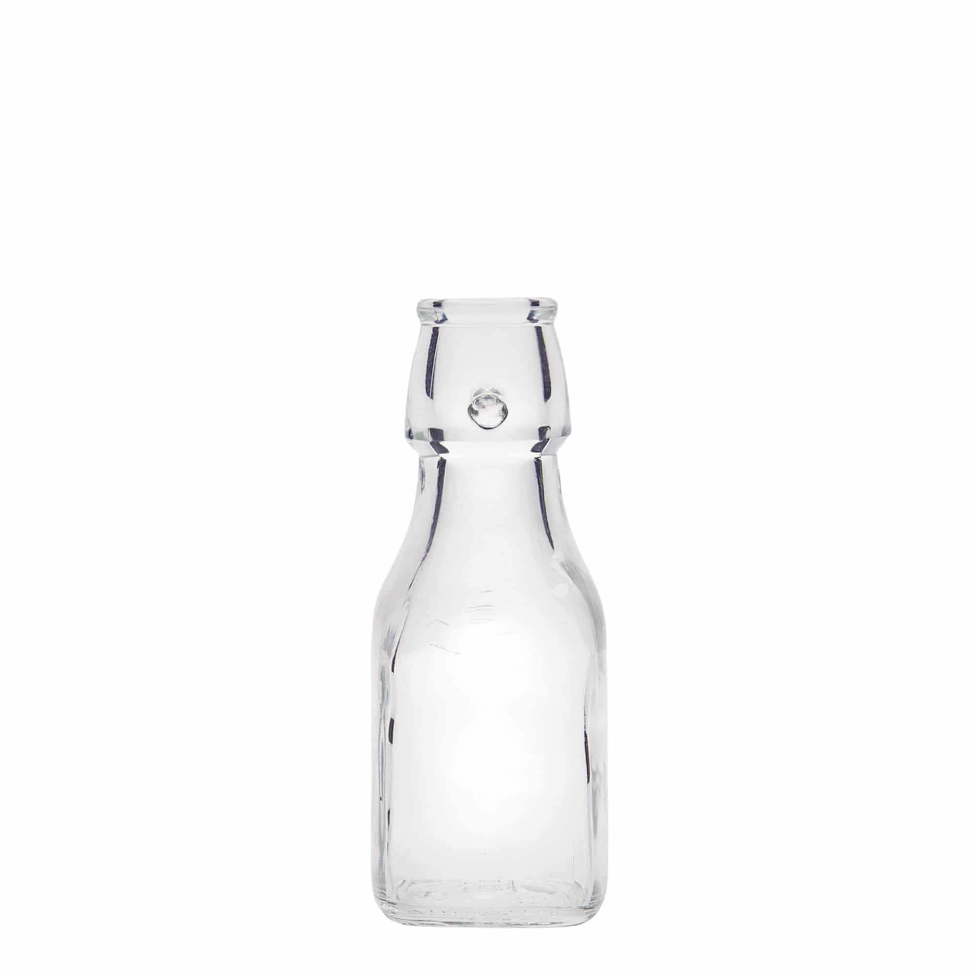 125 ml Glasflasche 'Swing', quadratisch, Mündung: Bügelverschluss