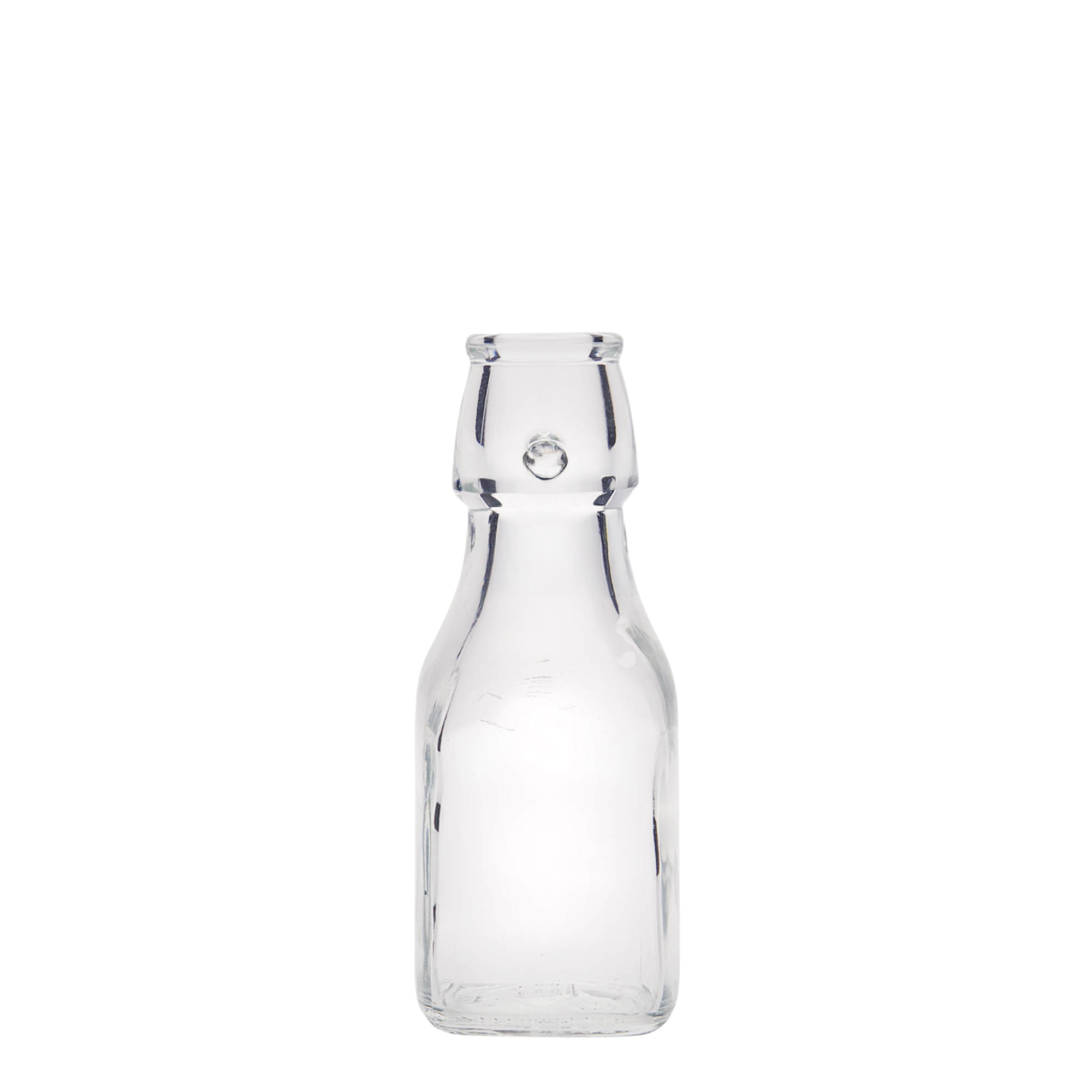 125 ml Glasflasche „Swing“, quadratisch, Mündung: Bügelverschluss