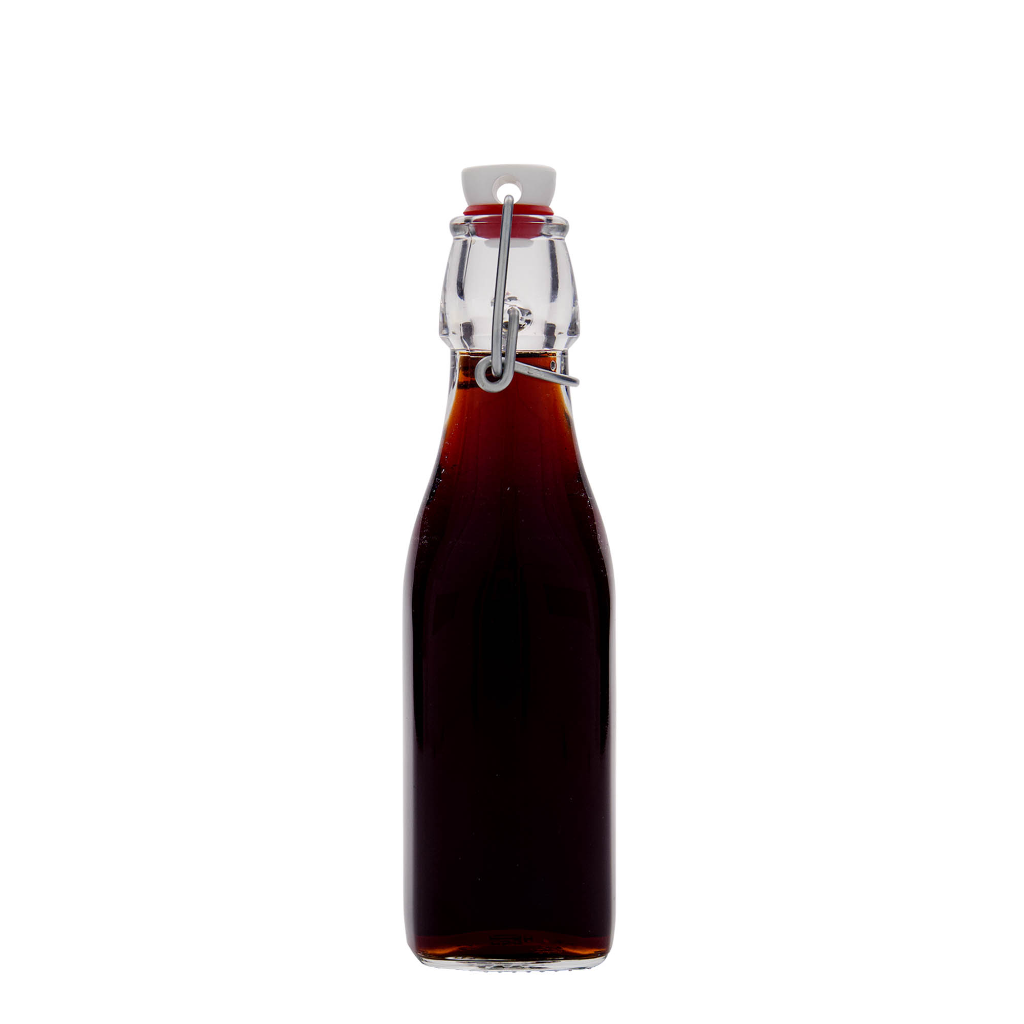 250 ml Glasflasche 'Swing, quadratisch, Mündung: Bügelverschluss