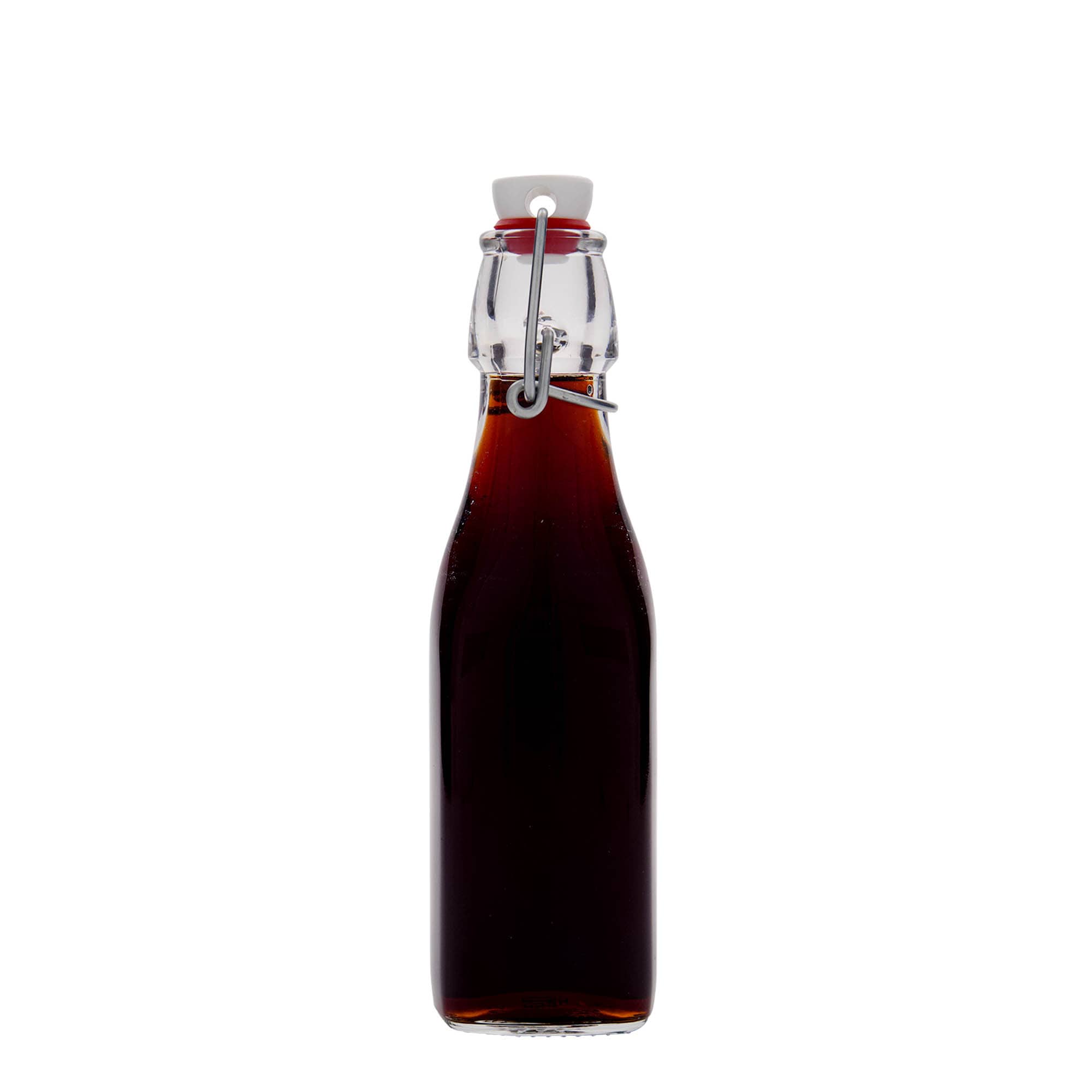250 ml Glasflasche 'Swing, quadratisch, Mündung: Bügelverschluss