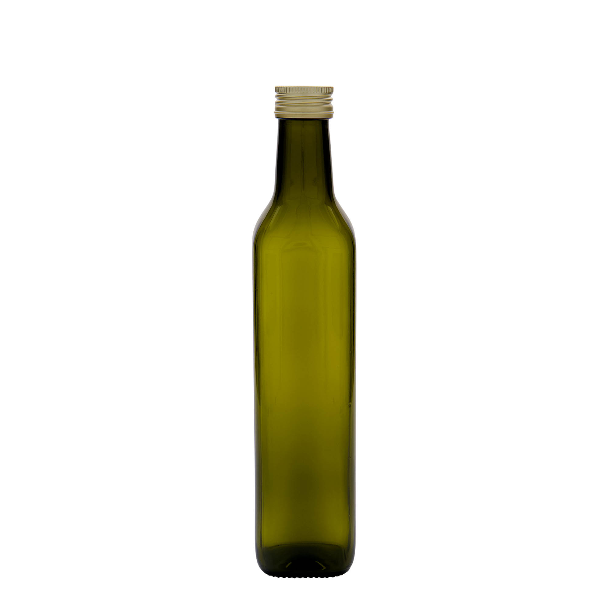 500 ml Glasflasche 'Marasca', quadratisch, antikgrün, Mündung: PP 31,5 500 ml Glasflasche 'Marasca', quadratisch, antikgrün, Mündung: PP 31,5