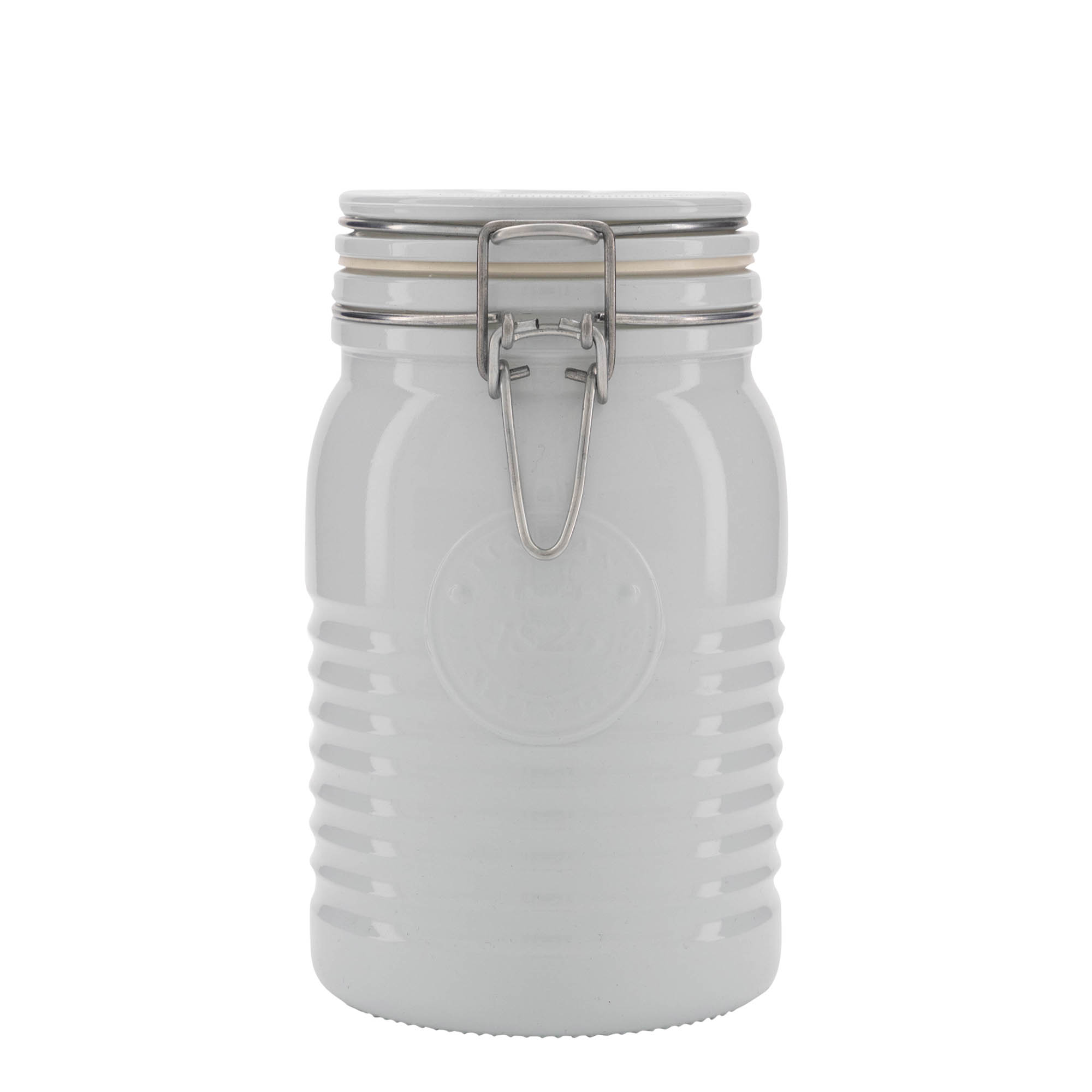 1.000 ml Drahtbügelglas 'Officina 1825', weiß, Mündung: Drahtbügelverschluss 1.000 ml Drahtbügelglas 'Officina 1825', weiß, Mündung: Drahtbügelverschluss