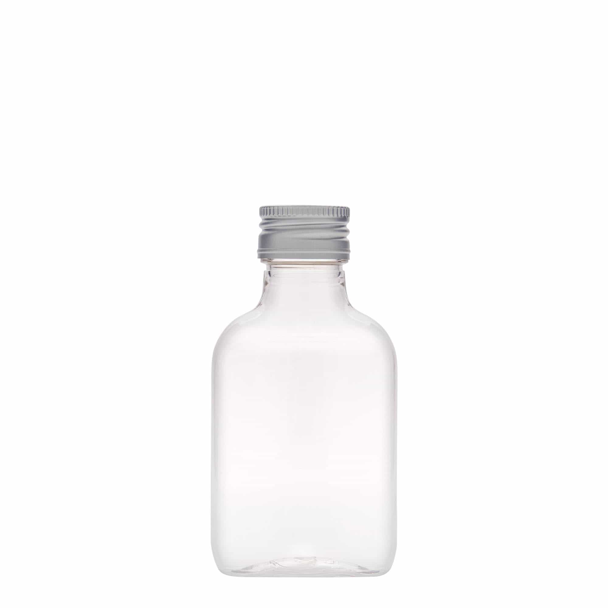 100 ml Taschenflasche, oval, PET-Kunststoff, Mündung: PP 28 100 ml Taschenflasche, oval, PET-Kunststoff, Mündung: PP 28