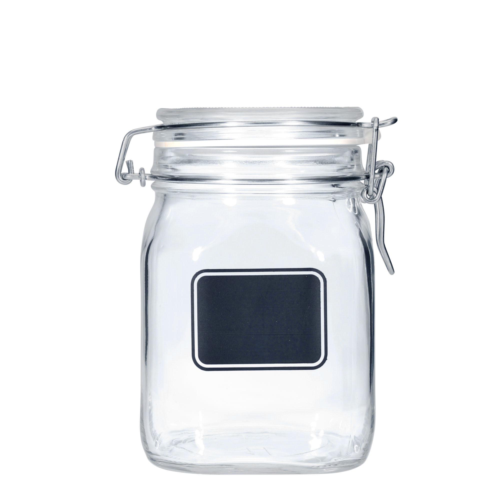 1.000 ml Drahtbügelglas 'Fido', Motiv: Etikettenfeld, quadratisch, Mündung: Drahtbügelverschluss 1.000 ml Drahtbügelglas 'Fido', Motiv: Etikettenfeld, quadratisch, Mündung: Drahtbügelverschluss