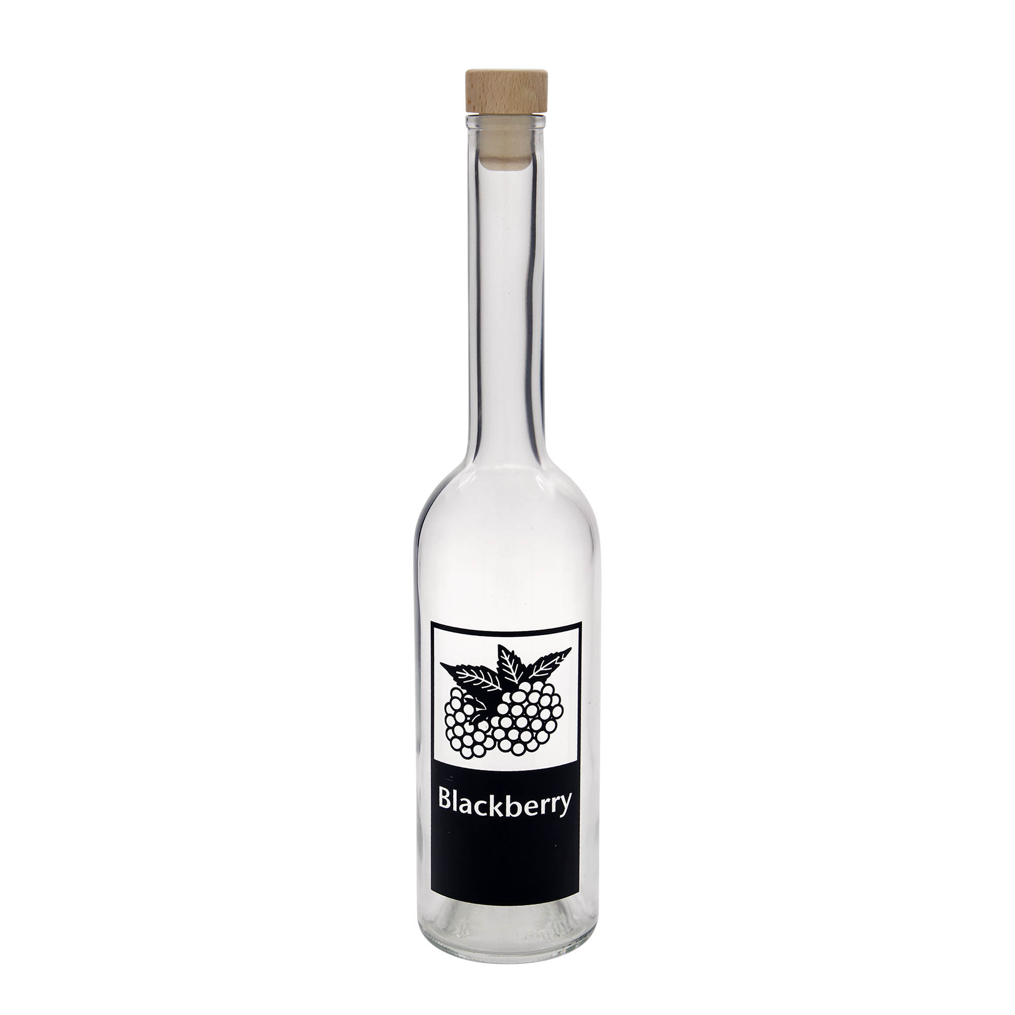 500 ml Glasflasche 'Opera', Motiv: Blackberry, Mündung: Kork 500 ml Glasflasche 'Opera', Motiv: Blackberry, Mündung: Kork