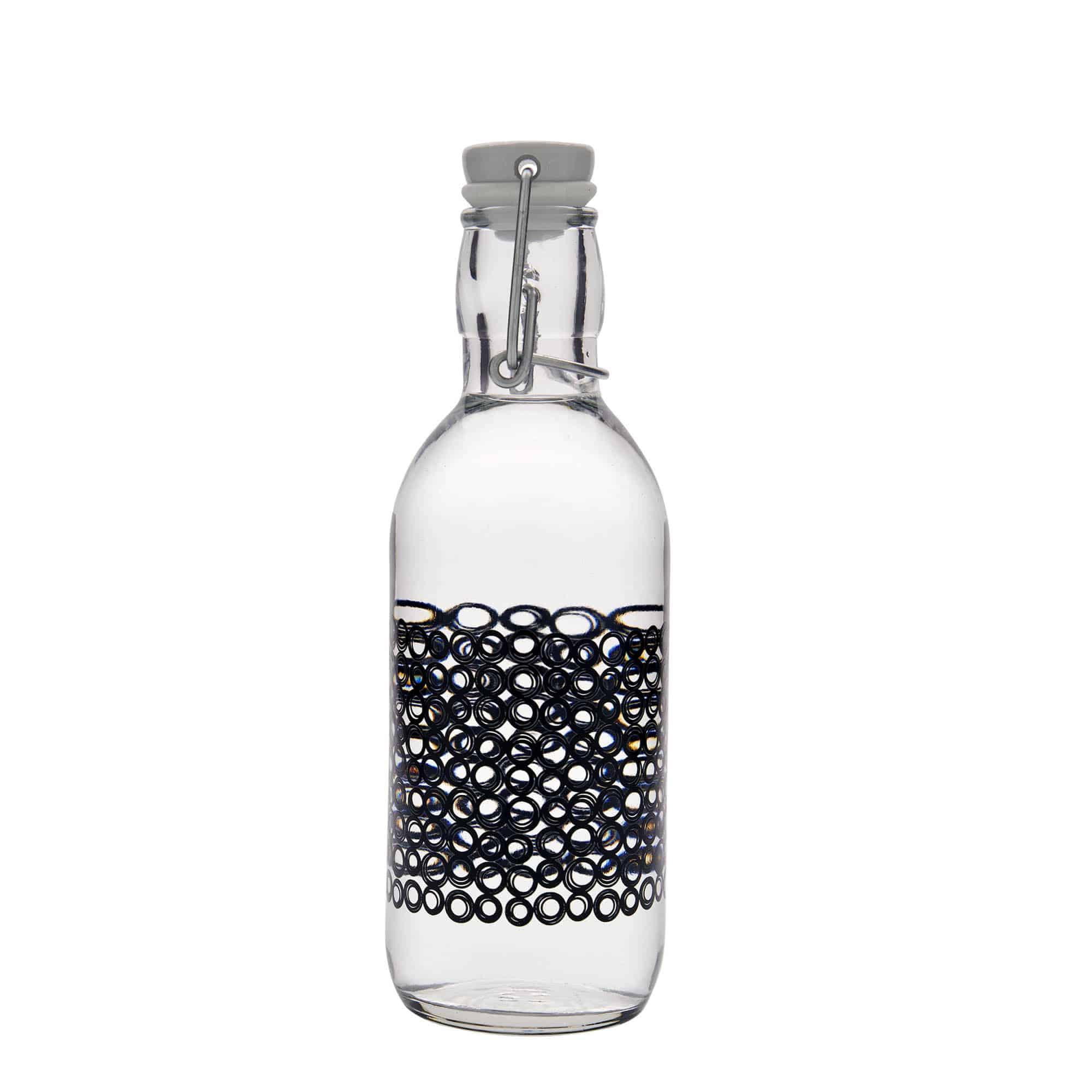 500 ml Glasflasche 'Emilia', Motiv: Circola nero, Mündung: Bügelverschluss 500 ml Glasflasche 'Emilia', Motiv: Circola nero, Mündung: Bügelverschluss