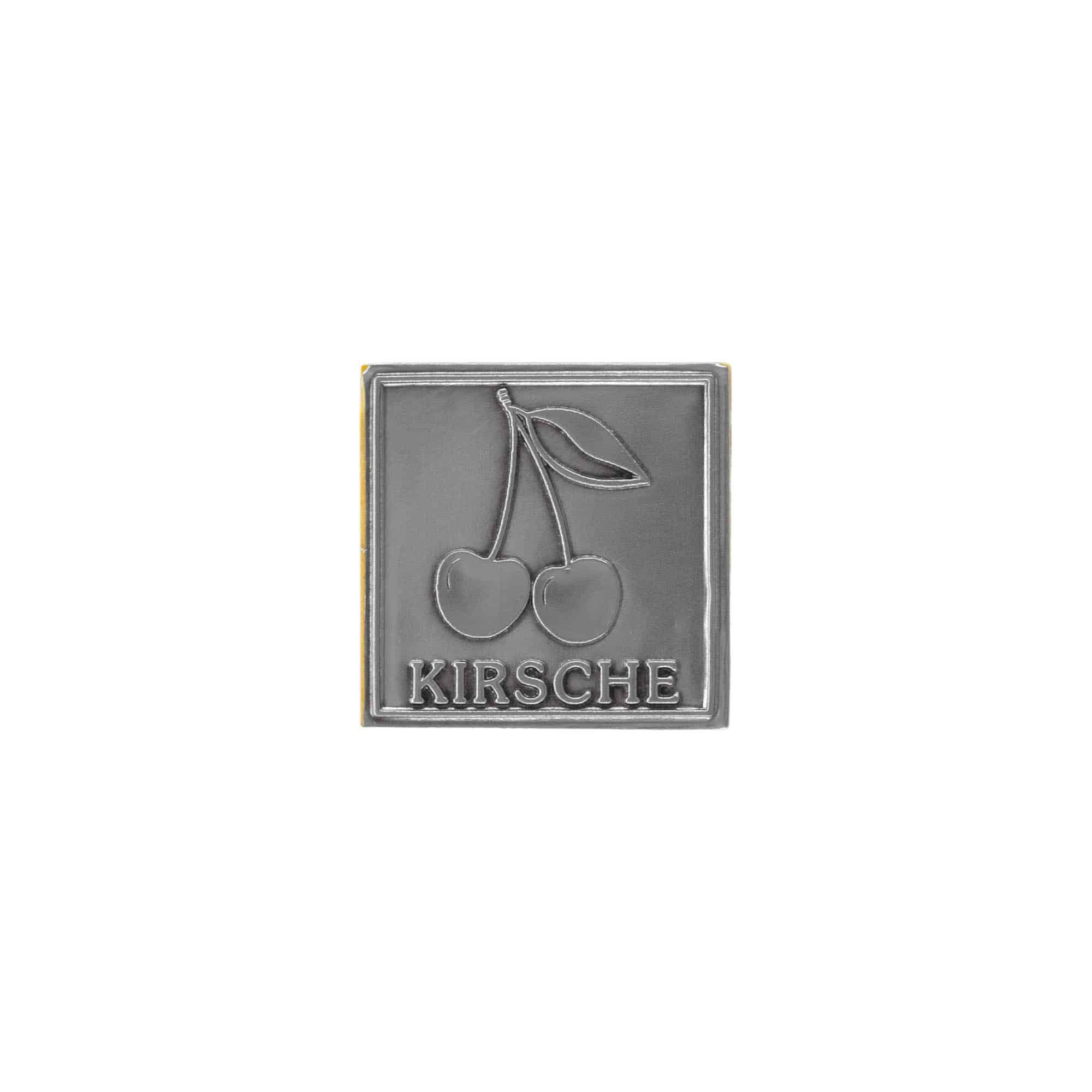 Zinnetikett 'Kirsche', quadratisch, Metall, silber Zinnetikett 'Kirsche', quadratisch, Metall, silber