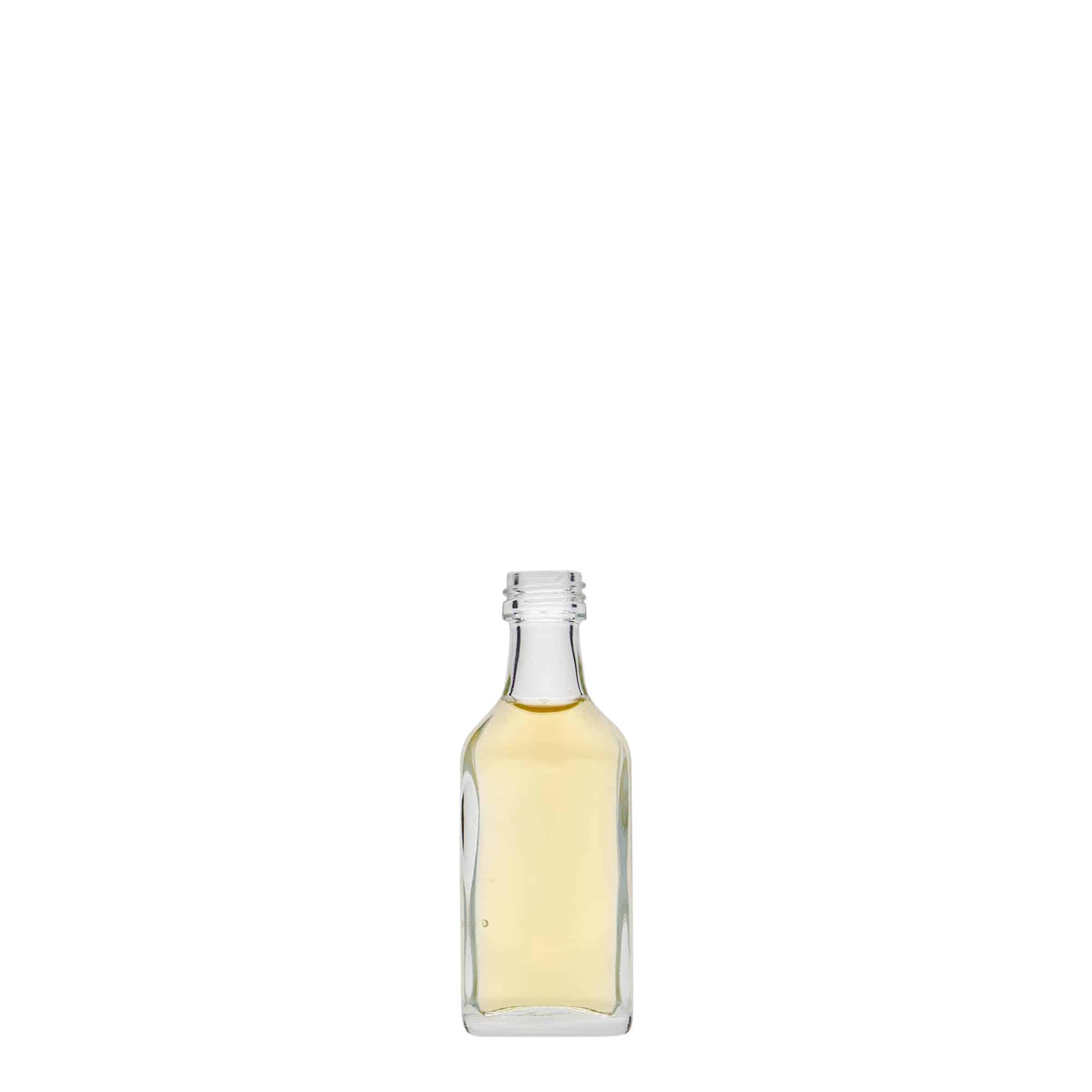 20 ml Taschenflasche, rechteckig, Glas, Mündung: PP 18 20 ml Taschenflasche, rechteckig, Glas, Mündung: PP 18