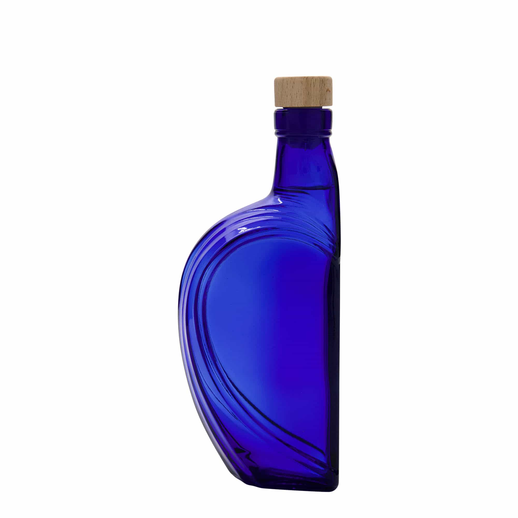 375 ml Glasflasche „Sweethearts“, rechteckig, royalblau, Mündung: Kork